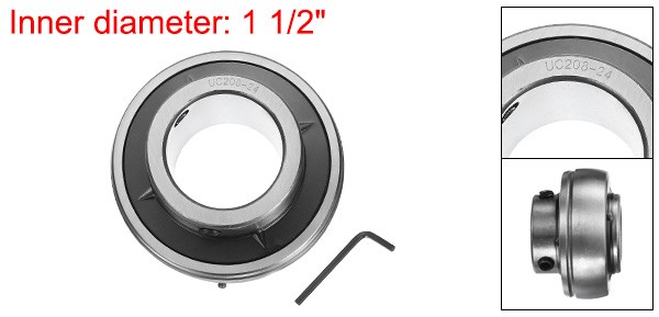 Ball Bearing Insert, Chrome Steel Gcr15 UC208-24 Bore 1 1/2″ Set Screws