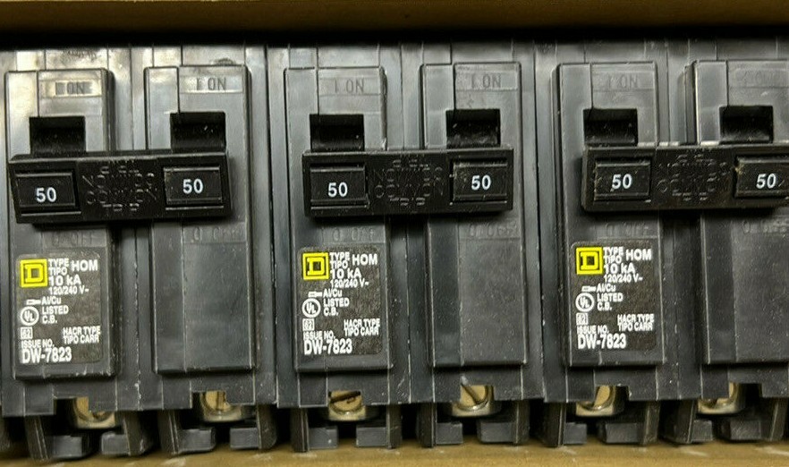 HOM250 Square D 50 Amp 240V 2 Pole Plug In Circuit Breaker Type HOM New Qty 1