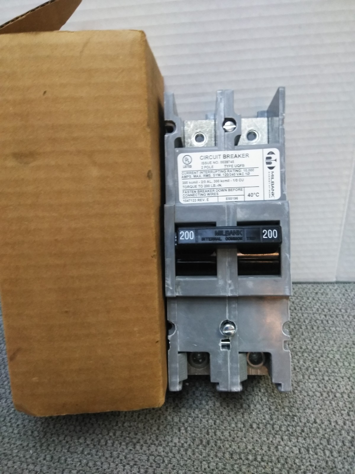 NEW Milbank 200 Amp 2 Pole Type UQFB Circuit Breaker 200A 2P 240V UQFB-200