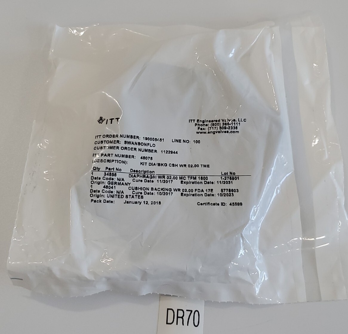 *NEW FACTORY SEALED* ITT 48075 Diaphram Kit BKG CSH WR 2.00″ TME + Warranty!