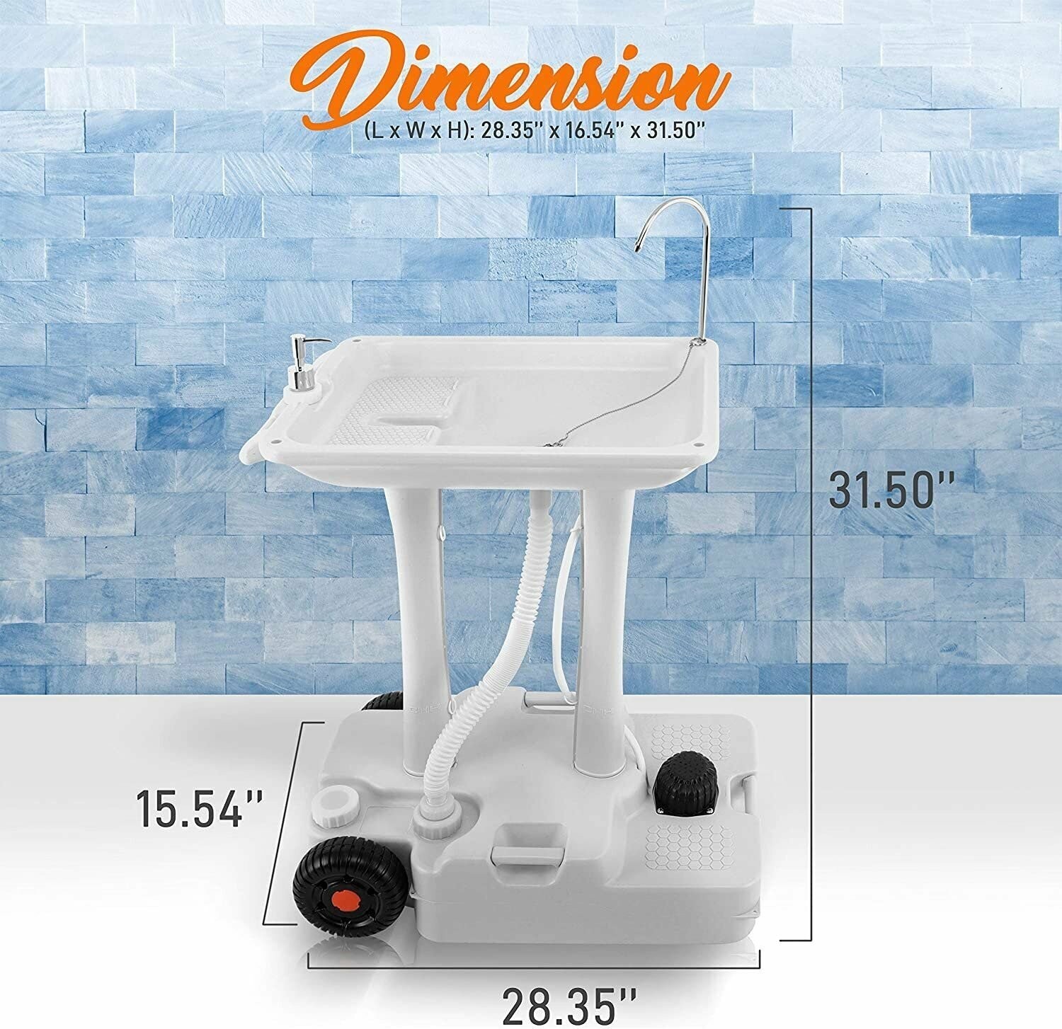 SereneLife SLCASN25 Portable Camping Sink w/Towel Holder & Soap Dispenser-30L