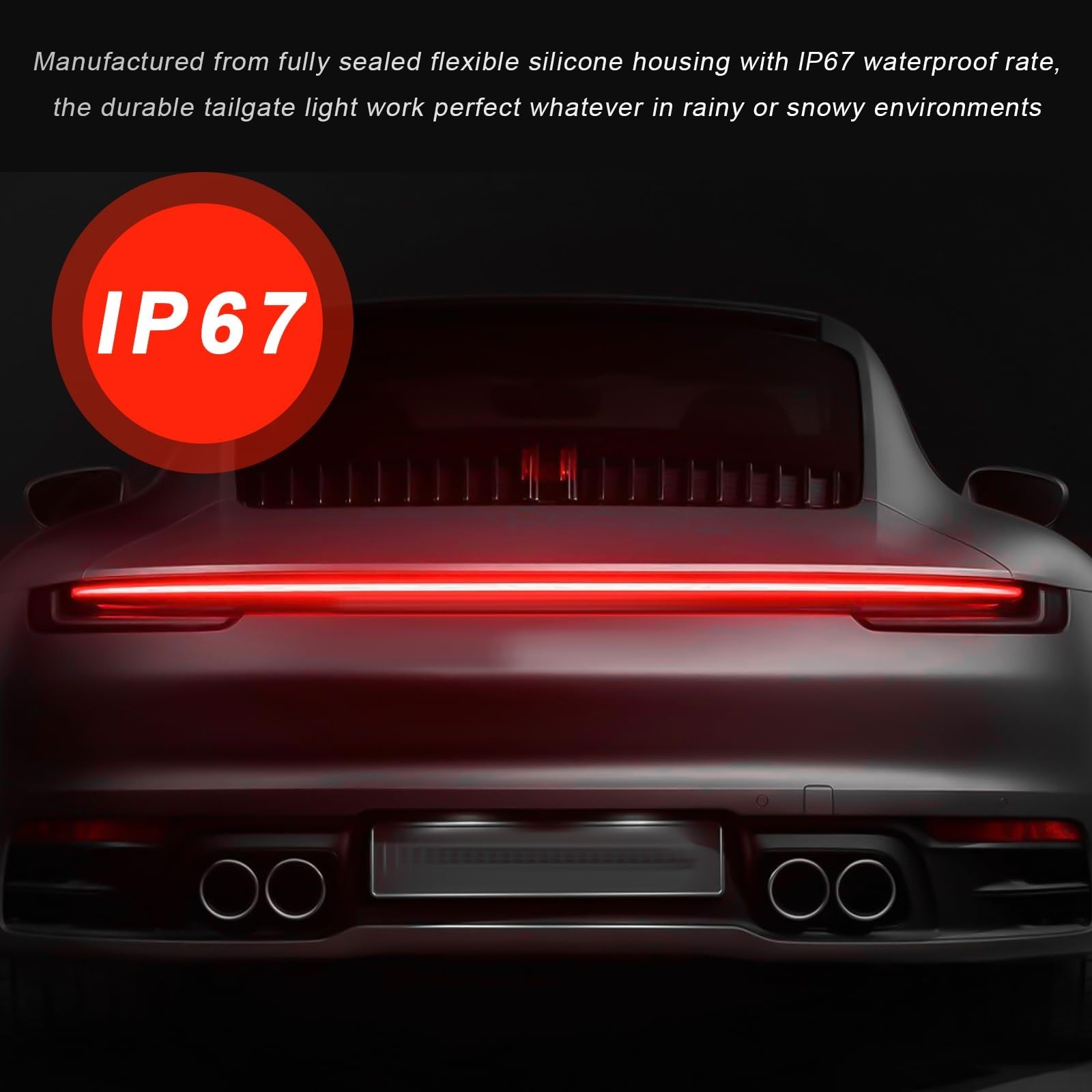 59″ LED Tailgate Light Bar, Double Row LED Tail Light Strip with Red Brake Wh…