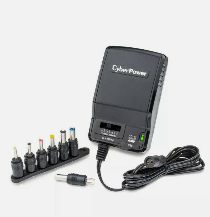 CyberPower CPUAC1U1300 1300mA 100 to 120V ac Black Universal Power Adapter