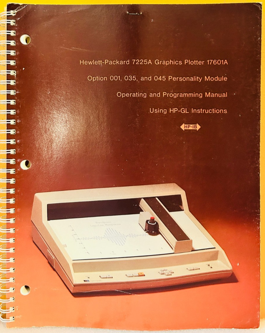 HP 07601-90000 Model 7225A Graphics Plotter 17601A Oper & Programming Manual.