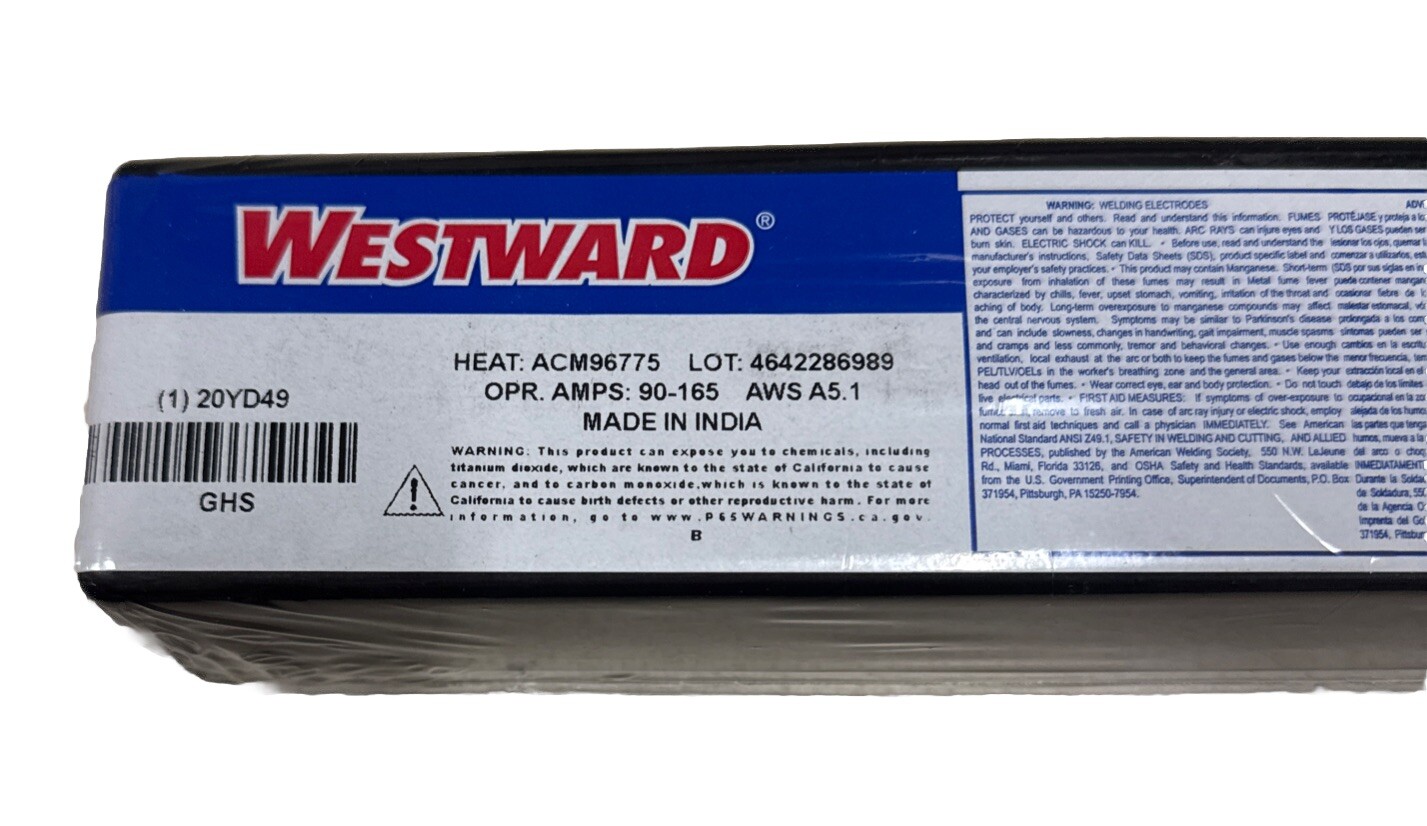 WESTWARD 20YD49 Stick Electrode, Carbon Steel, 14” X 1/8”, 5-LBS, (E7018AC)