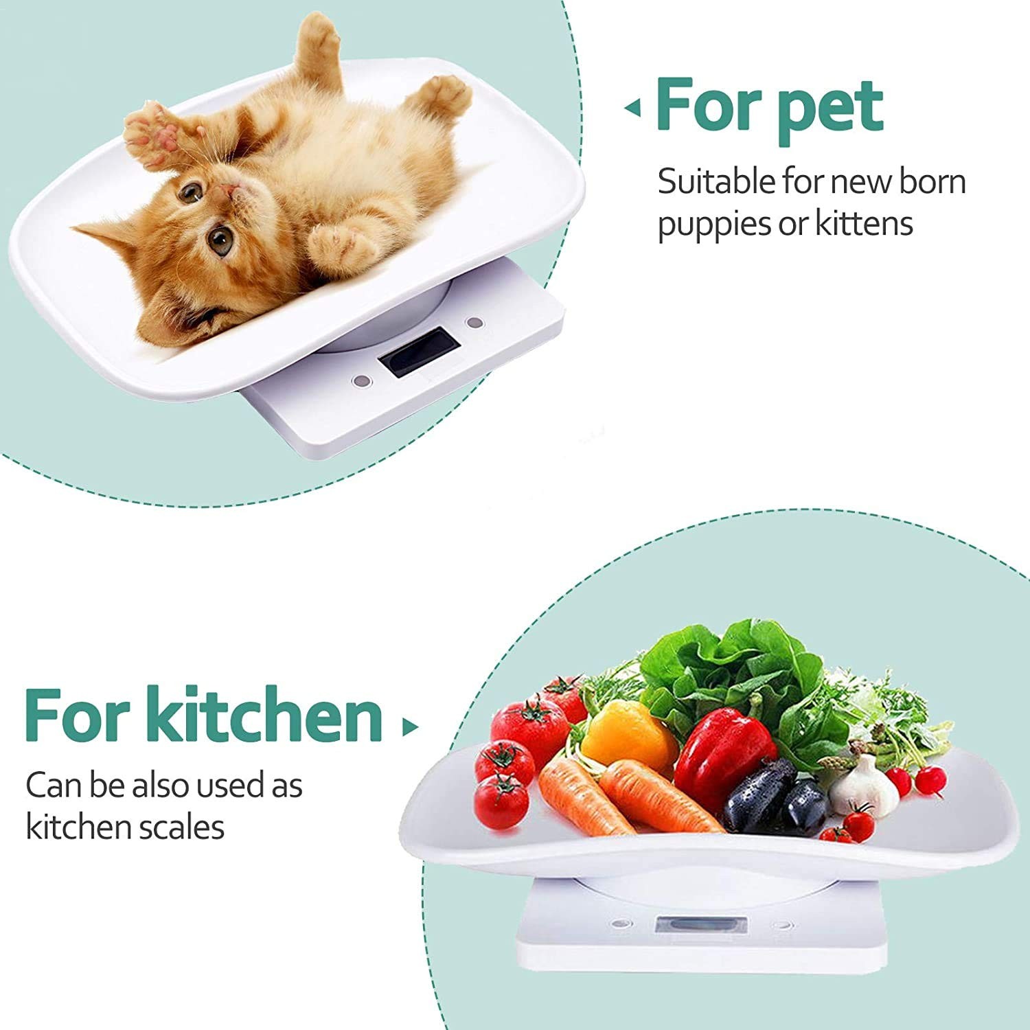 Digital Pet Scale LCD Electronic Small Animals Weighing Scale, Kitchen Food S…