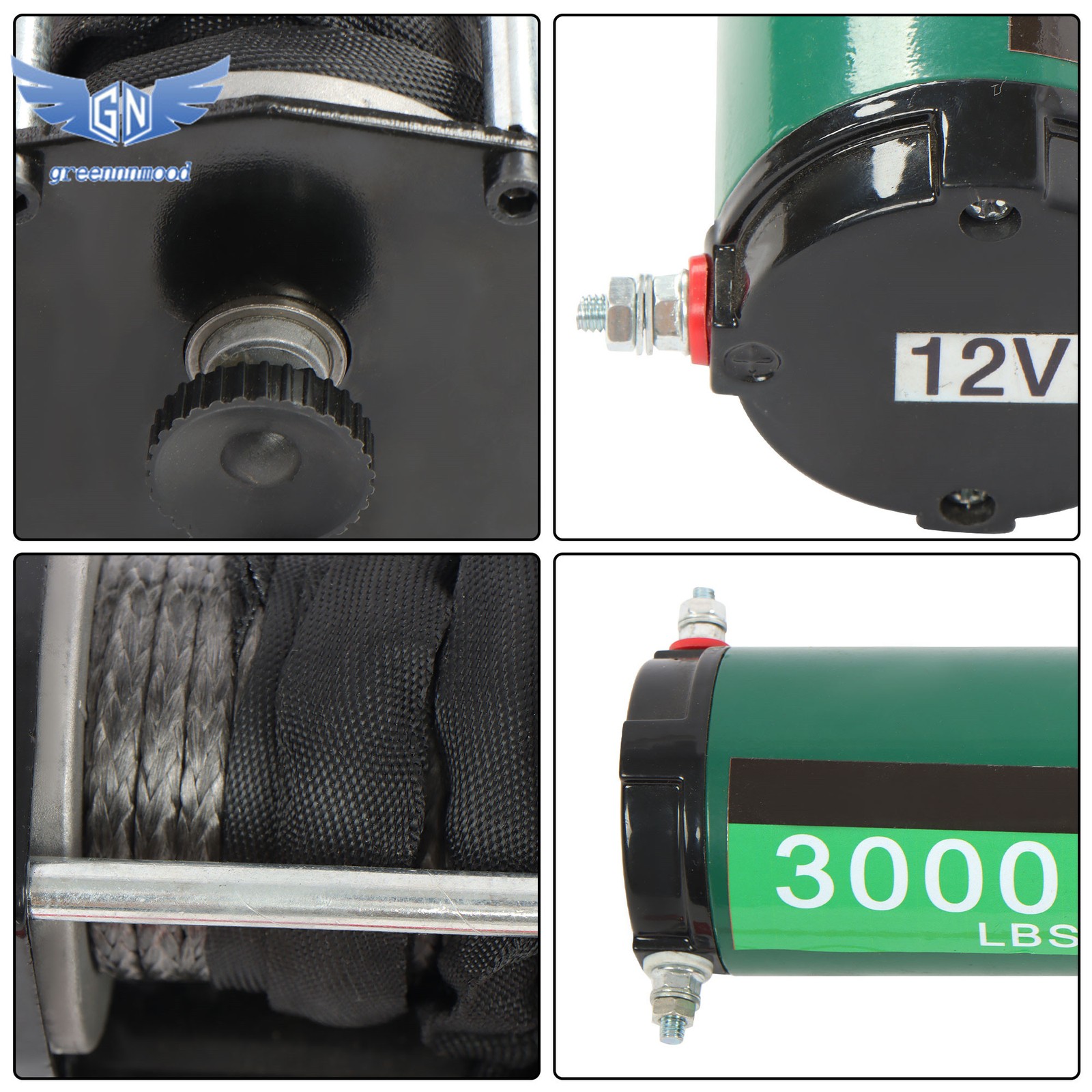 3000lbs 12V DC Electric Winch 32 ft Synthetic Rope with Wireless / Wired Remote