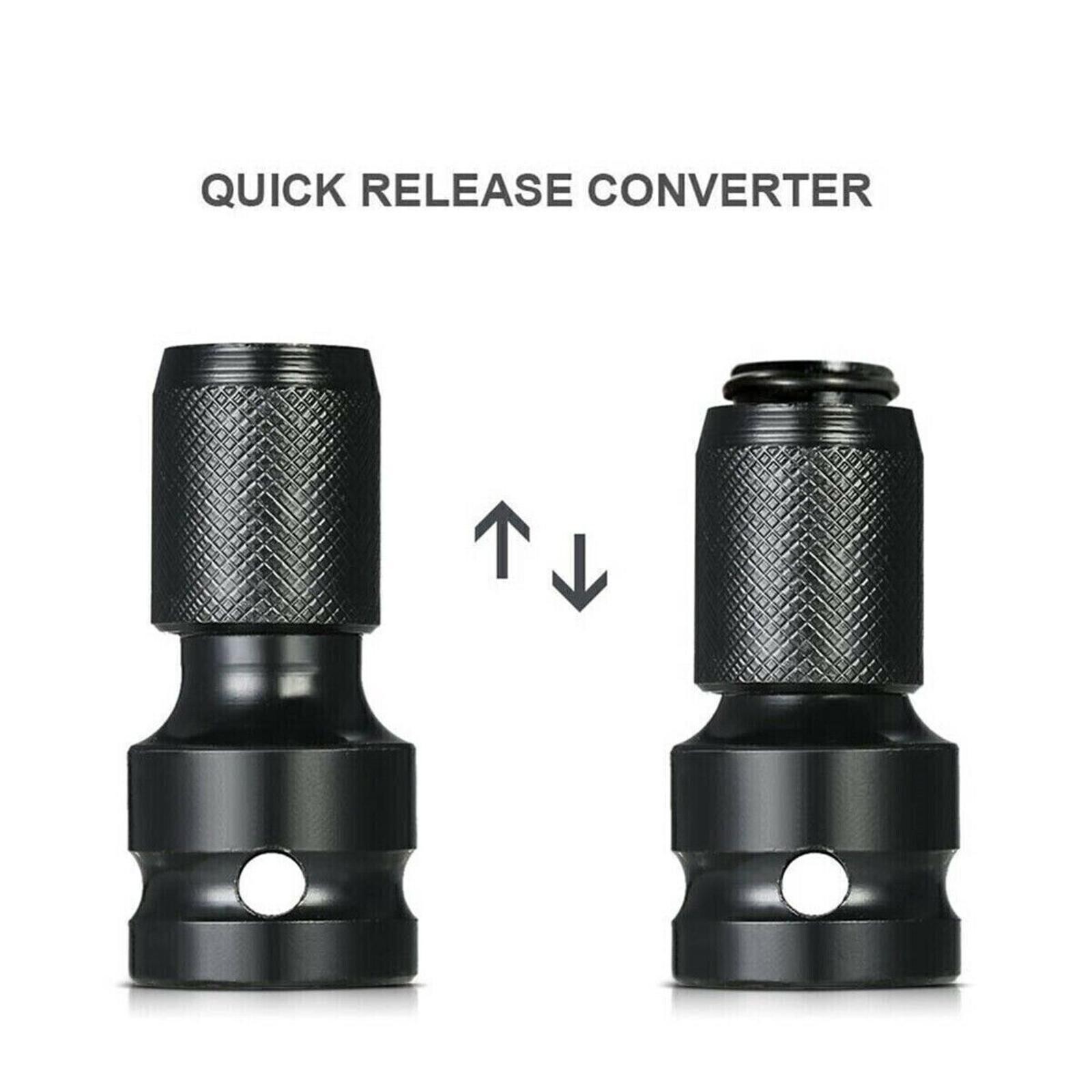 2Pcs/Set 1/2″ Square Drive to 1/4″ Hex Socket Adapter Converter Chuck Adapter