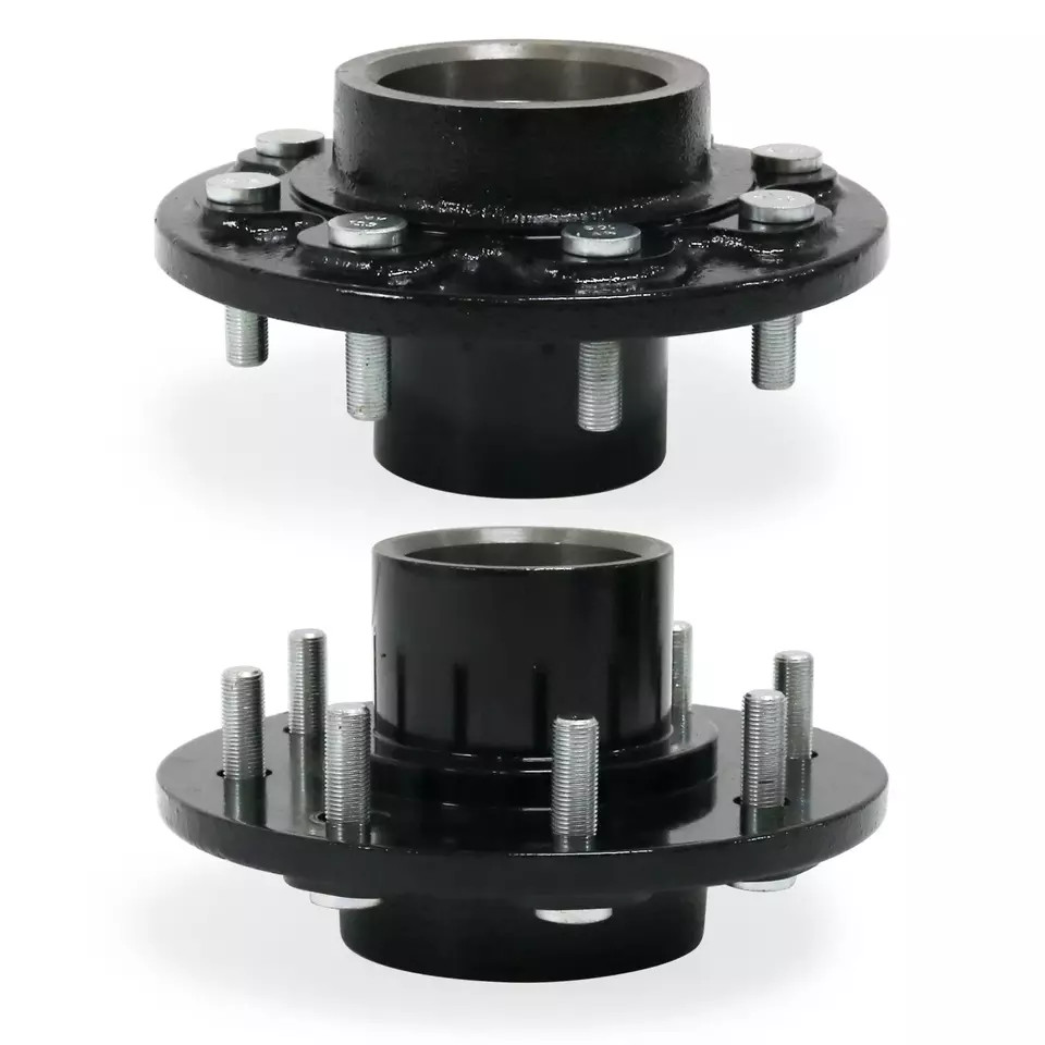 For 8 x 6.5 Lug 8000LB Shipping Container Wheels Steel Bolt-on Spindle Kit Black