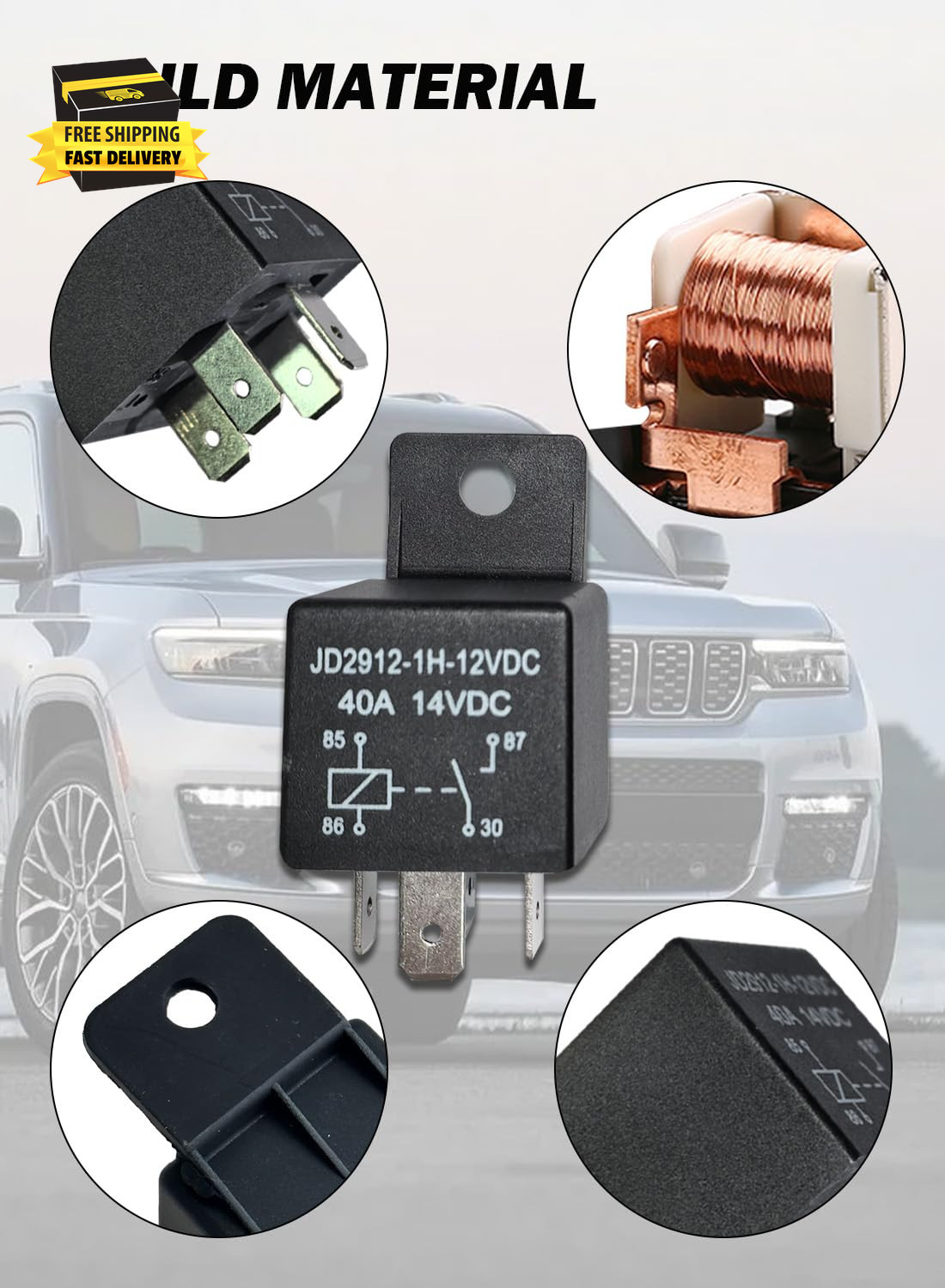 4 Pack Car Relays 12V 40A, 4 Pin Relay Switches Starters Multi-Purpose for Autom