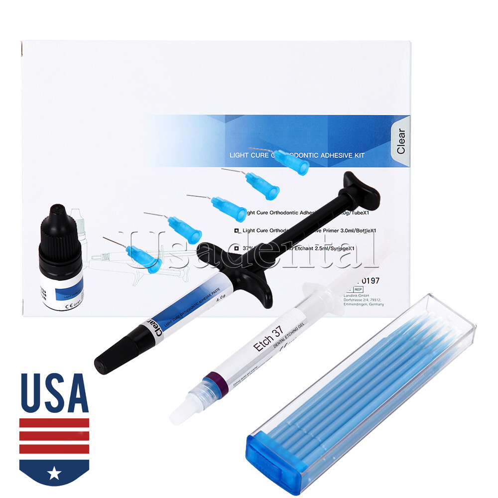 Dental Orthodontic Light Cure Adhesive Kit Blue Acid Etchant Gel for Brackets