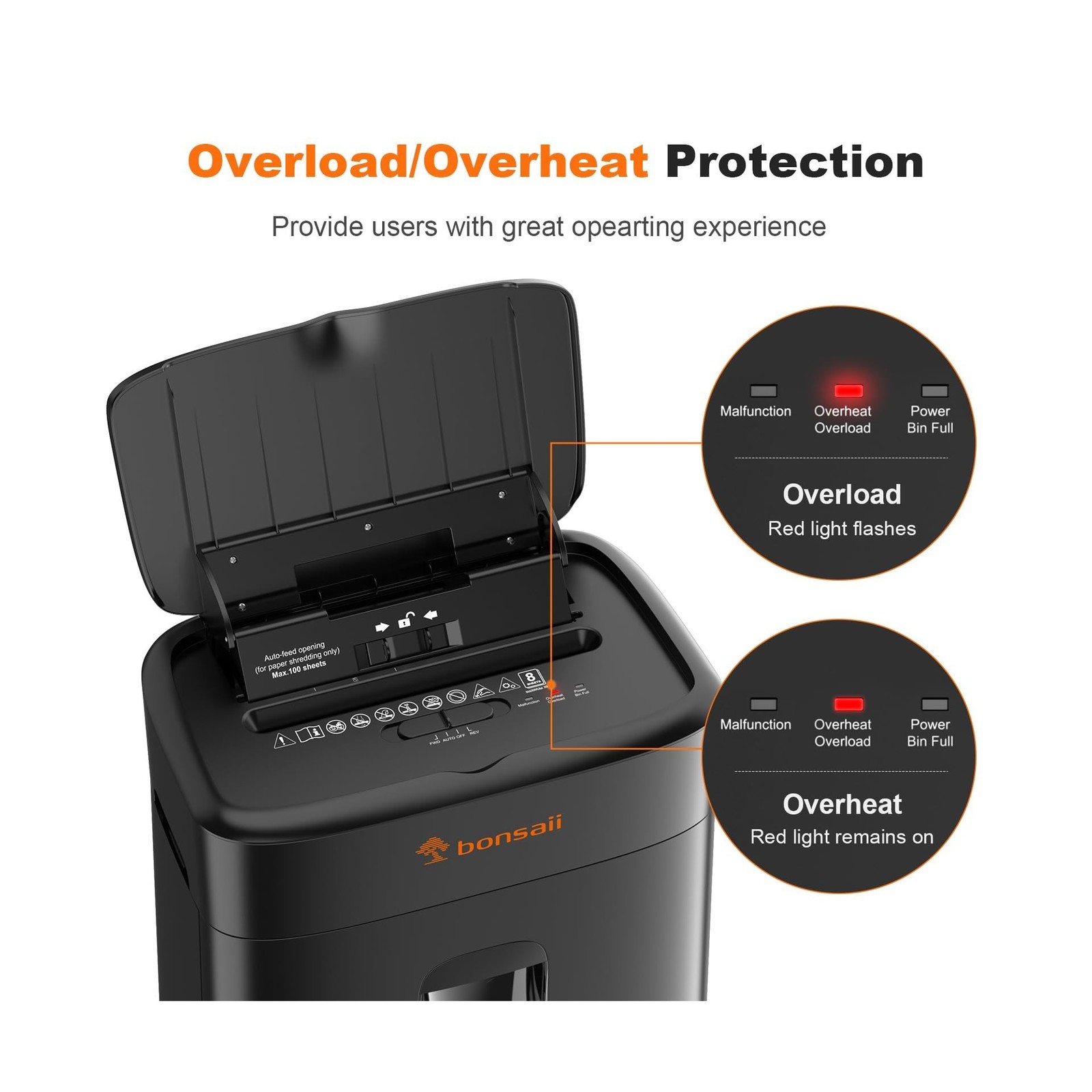 Bonsaii 100 Sheets Auto Feed Paper Shredder, Up to 30 Minutes Shred… Fast Ship
