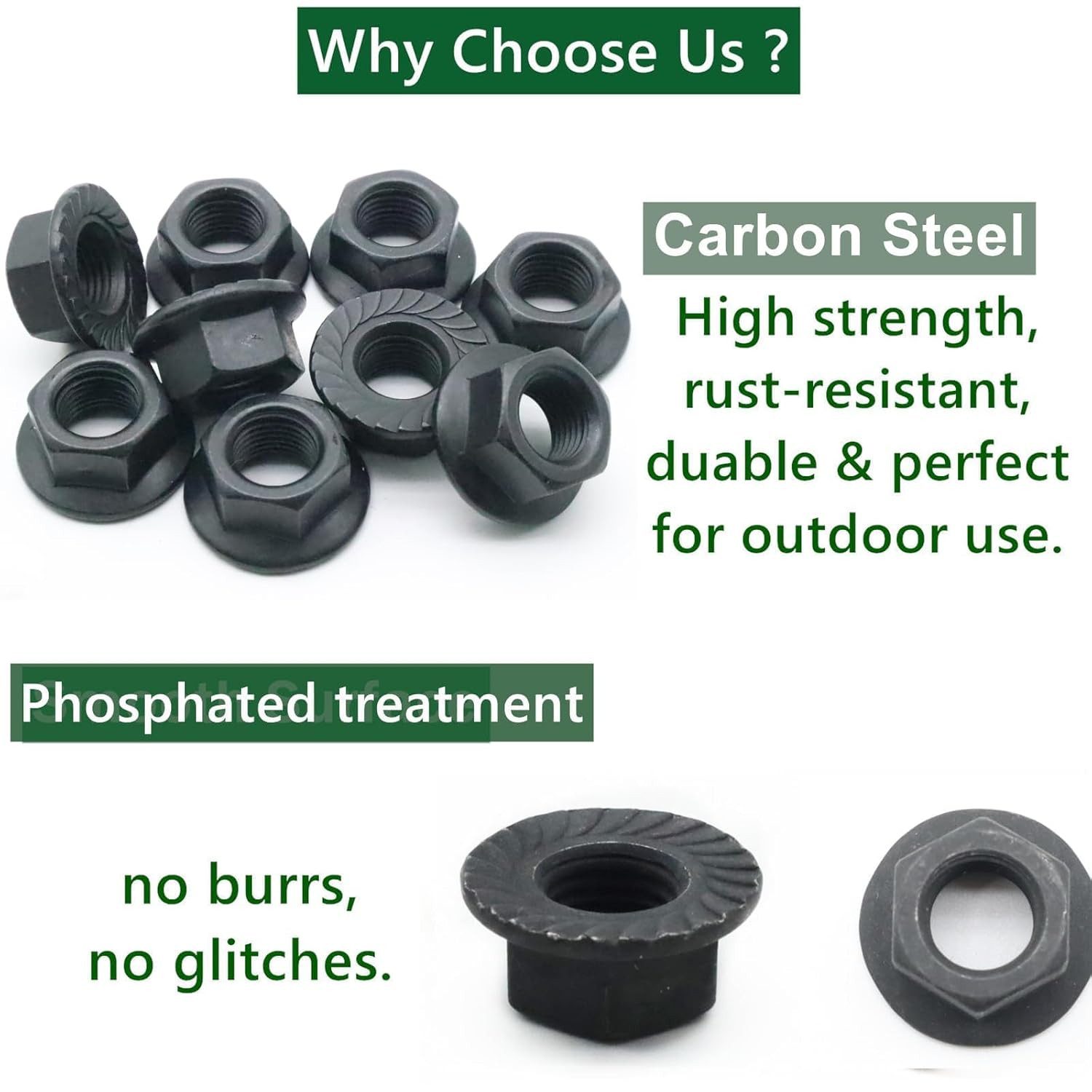 20Pcs M12 X 1.25Mm Flange Nut, Carbon Steel Thread Hardware Nuts Serrated Flange