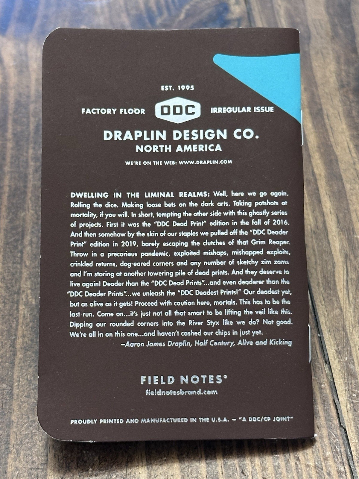 Field Notes Irregular Issue “DDC Deadest Print” Gratifying Guitar LE 7000