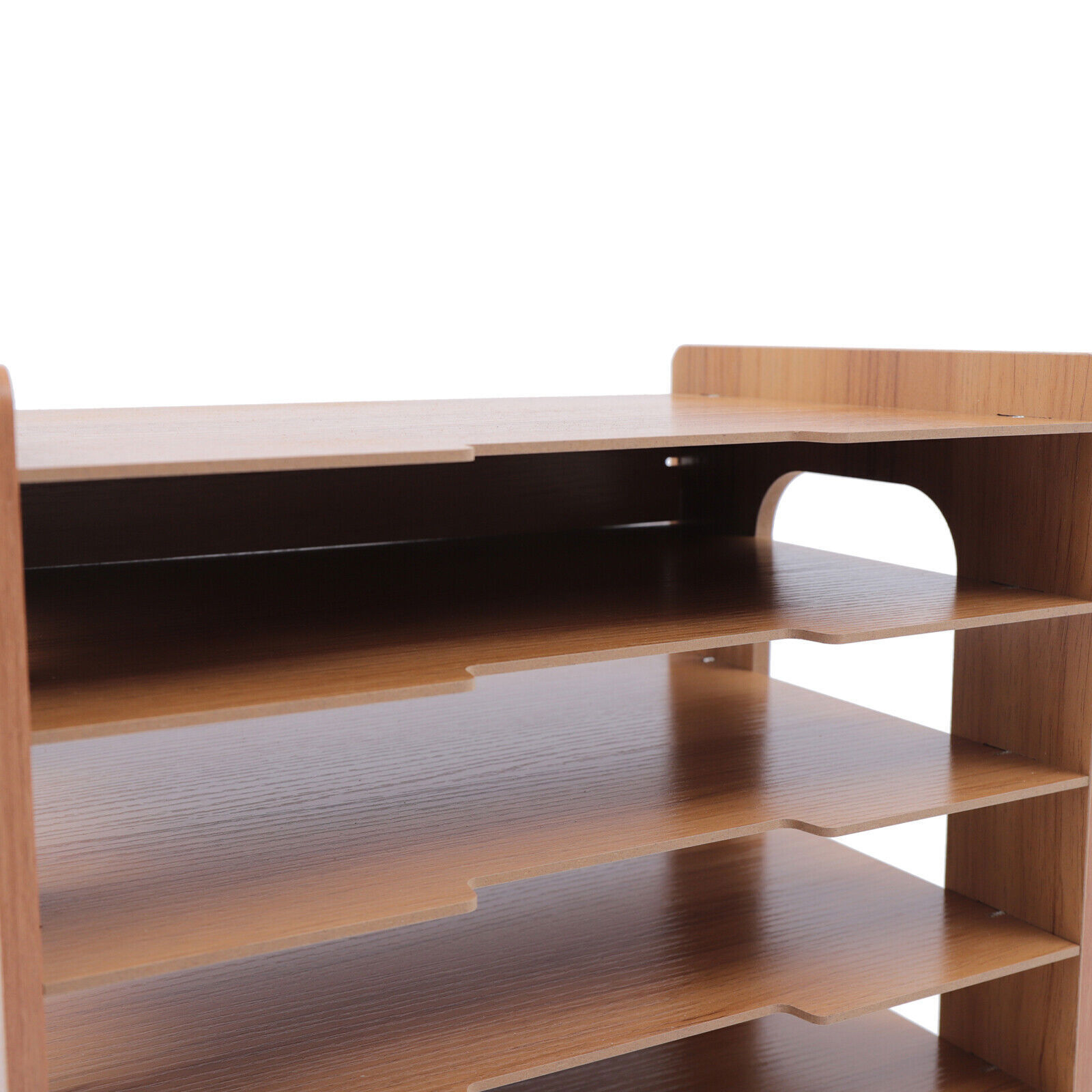 7 Tier Wood Desktop Paper Organizer File Document Storage Shelf for Home Office