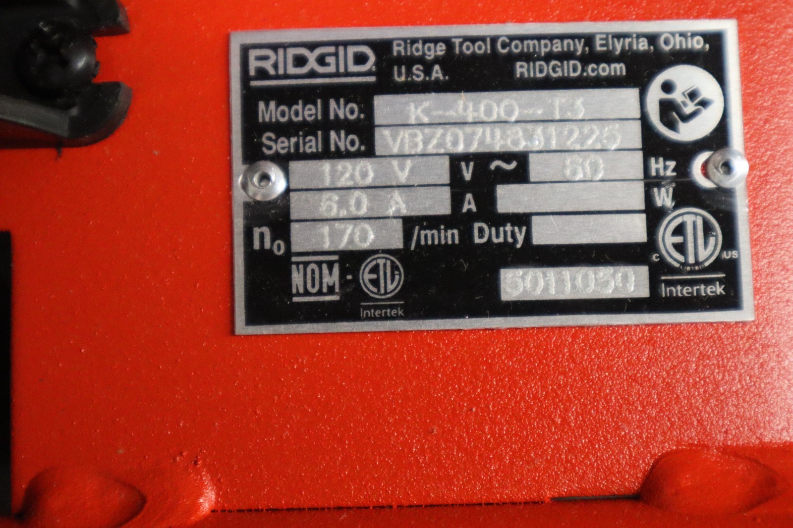 Ridgid 27013 K-400 Drum Machine with C-45 IW Cable 1/2″x 75′, Gloves, Autofeed