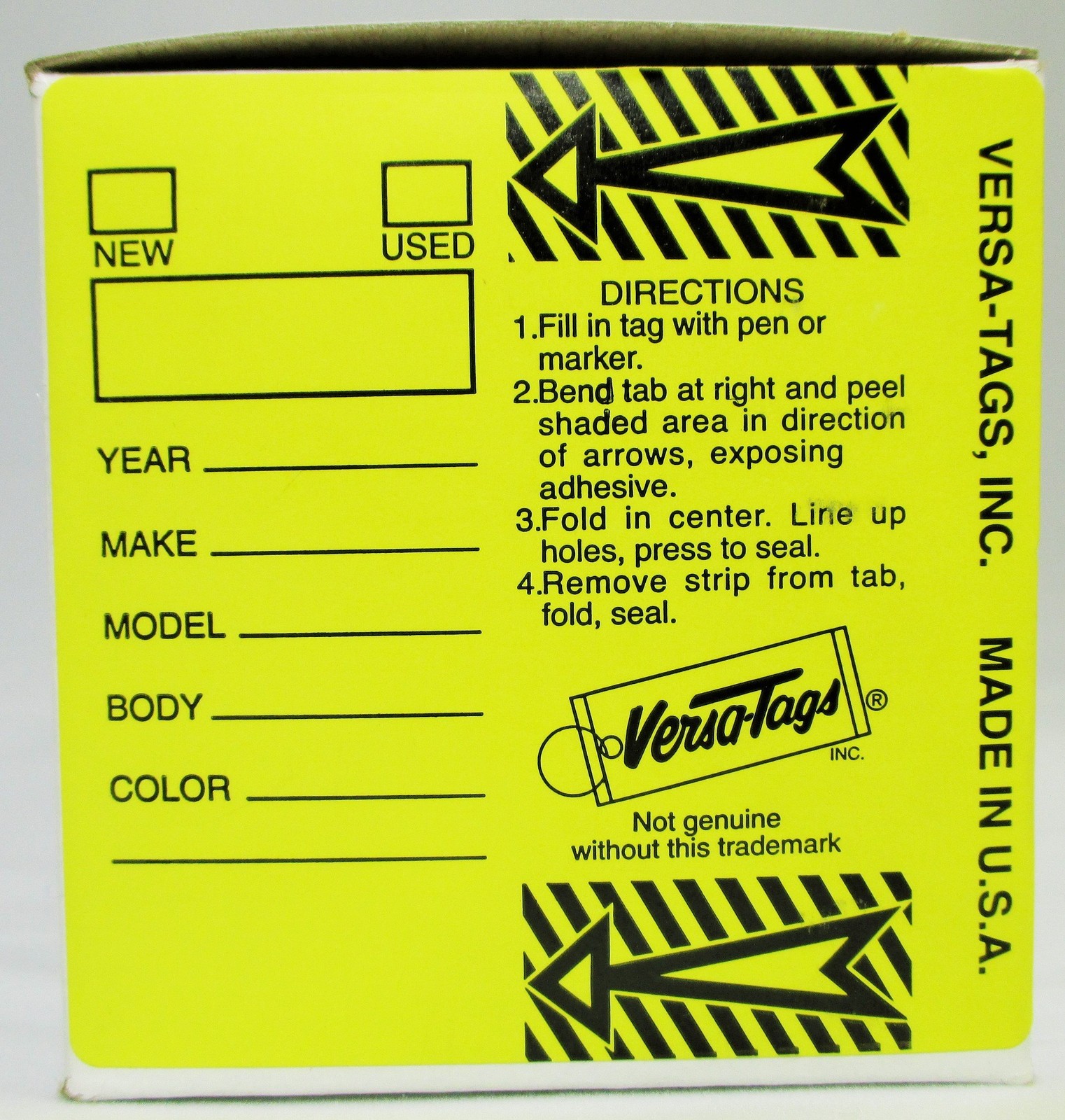 1 Box 250 Tags Genuine VersaTag Yellow Key Tags Chrome Plated Steel Rings