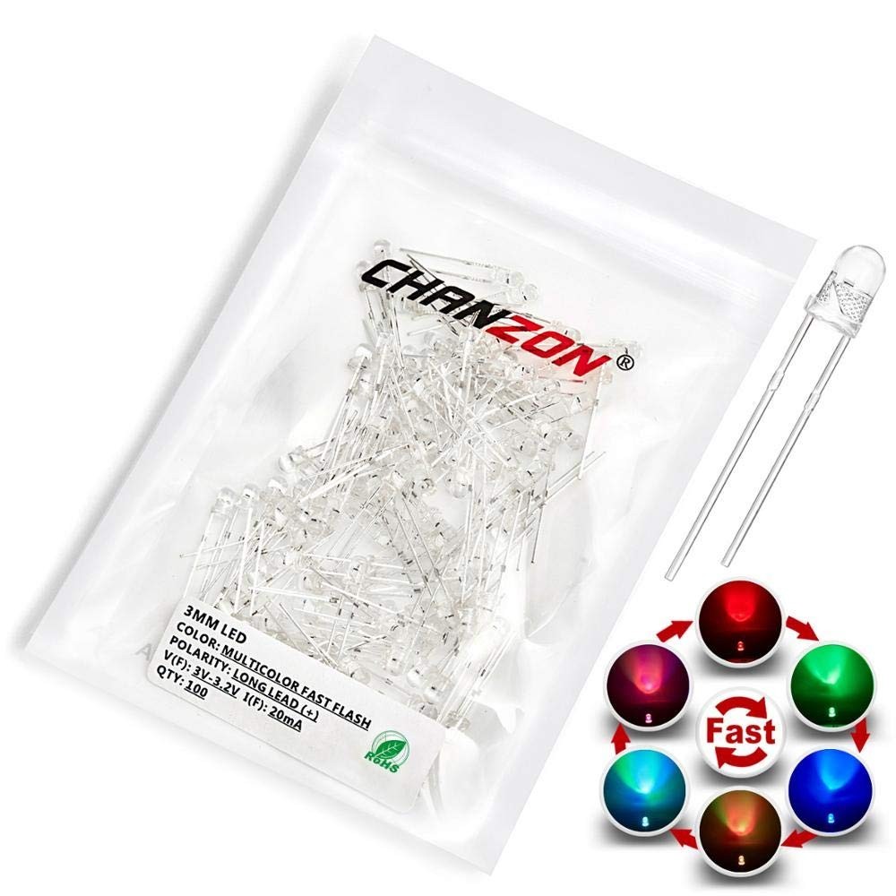 100 Pcs 3mm RGB LED Diodes – Fast Blinking Multicolor Lights for DIY Projects