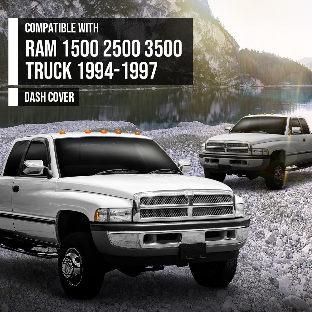 TPE Dash Cover Dashboard Fits Dodge Ram 1500 2500 3500 Truck 1994-1997 Gray