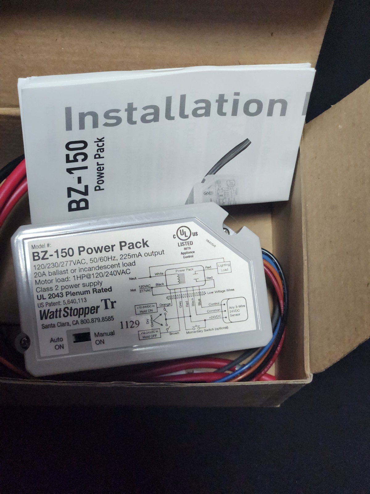 BZ-150 Wattstopper Occupancy Sensor Power Pack- 120-277V, 50/60Hz – New In Box
