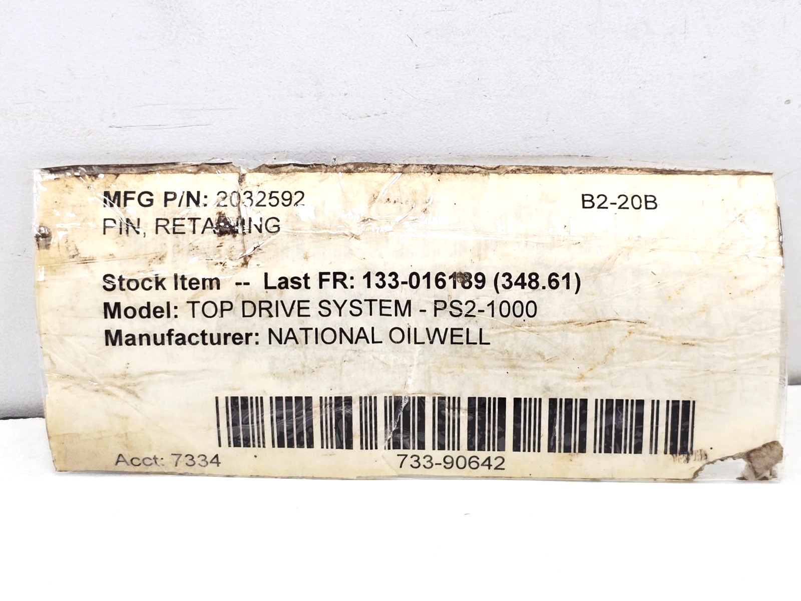 NATIONAL OILWELL VARCO 2032592 PIN FOR TDS PS-2-1000