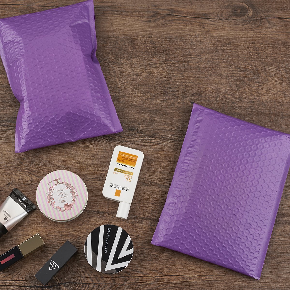 50 Purple Poly Bubble Padded Envelopes Self-Sealing Mailers 4X8 (Inner 4×7)