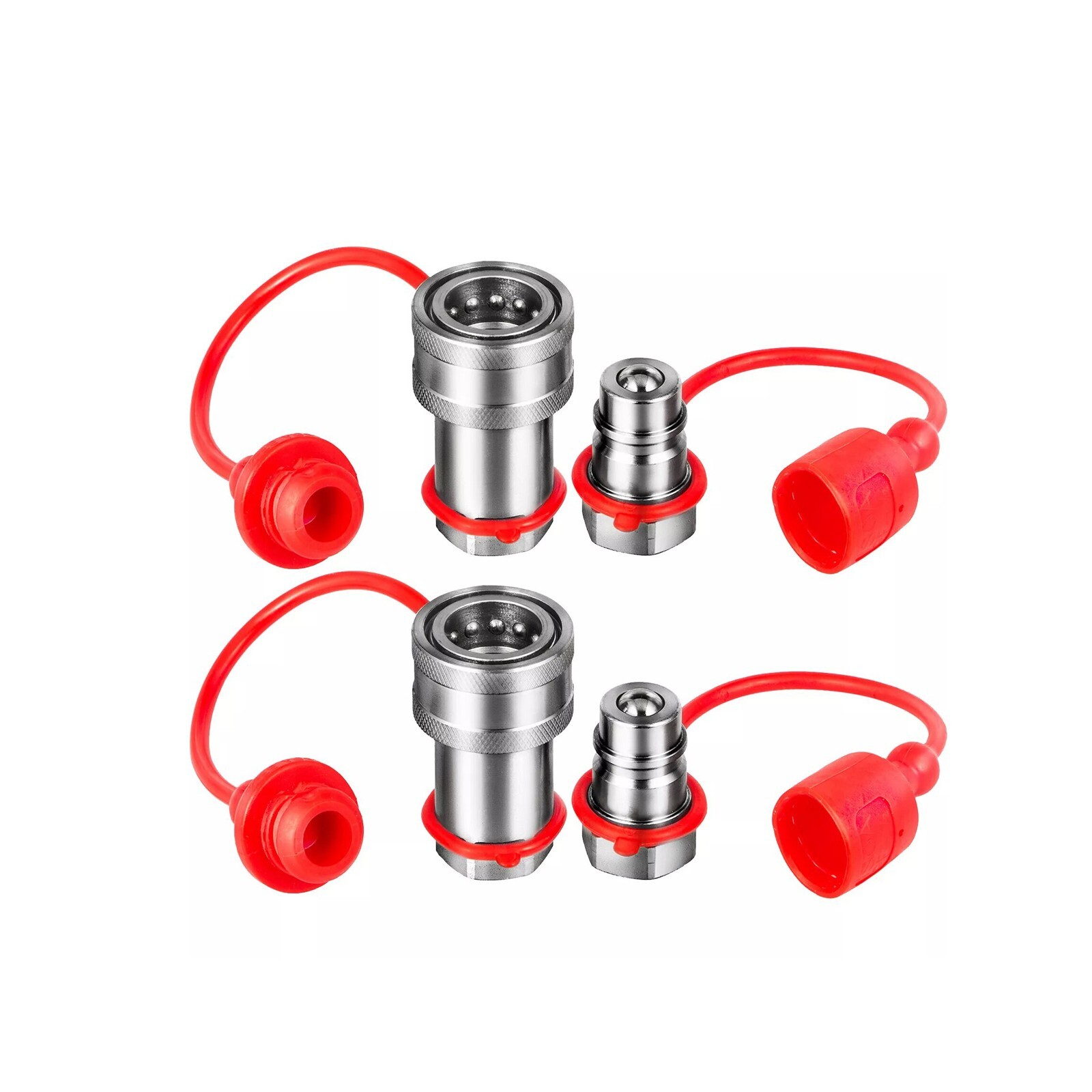 2 Sets of 3/8″ NPT ISO 5675 Quick Connect Hydraulic Couplers / Coupling