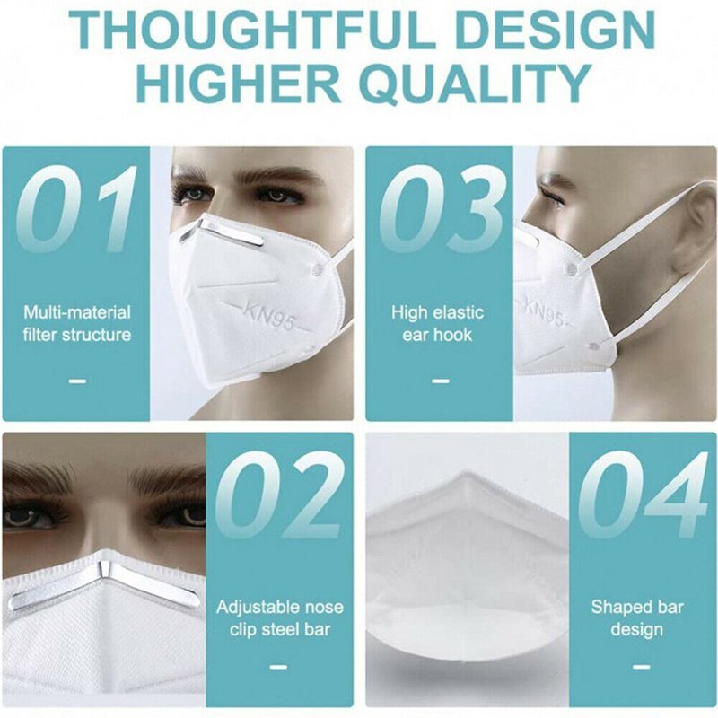 BLACK 5Layers Breathable KN95 Disposable Protective Face Mask Respirator 1000PCS