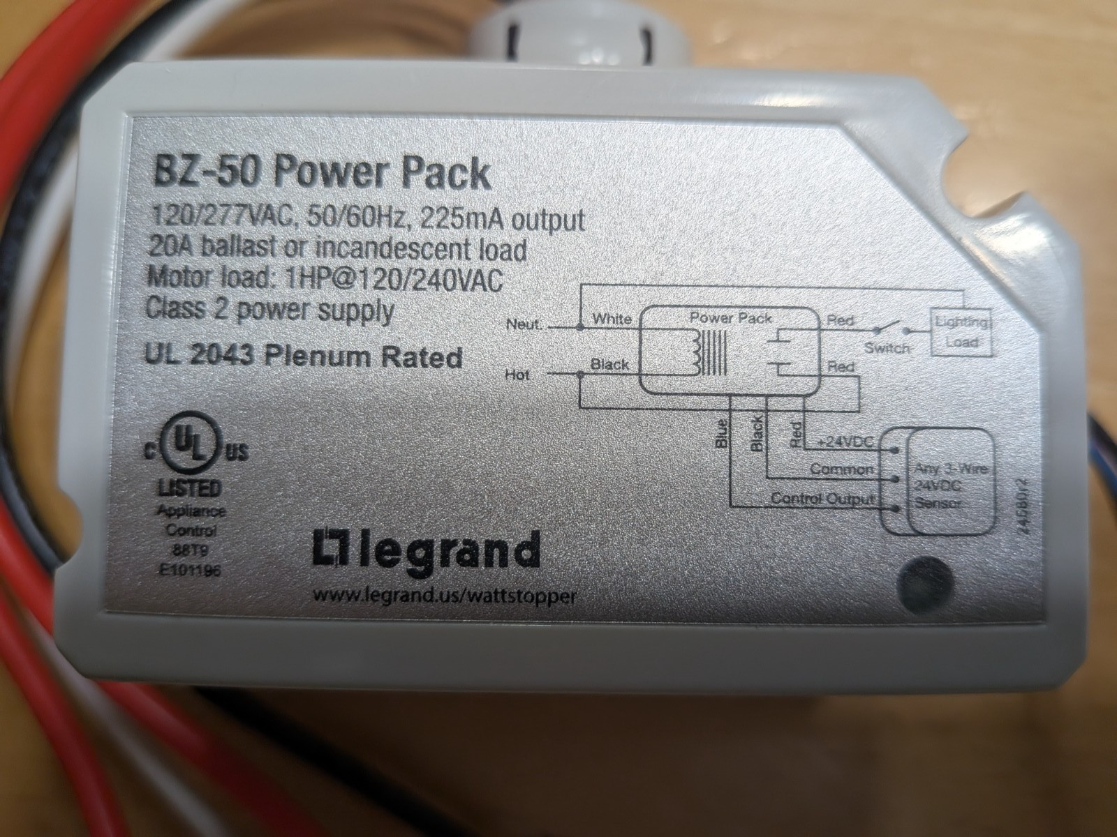 WATTSTOPPER BZ-50 POWER PACK 120/277V 50/60HZ 24VDC 225mA BZ50 120/240VAC