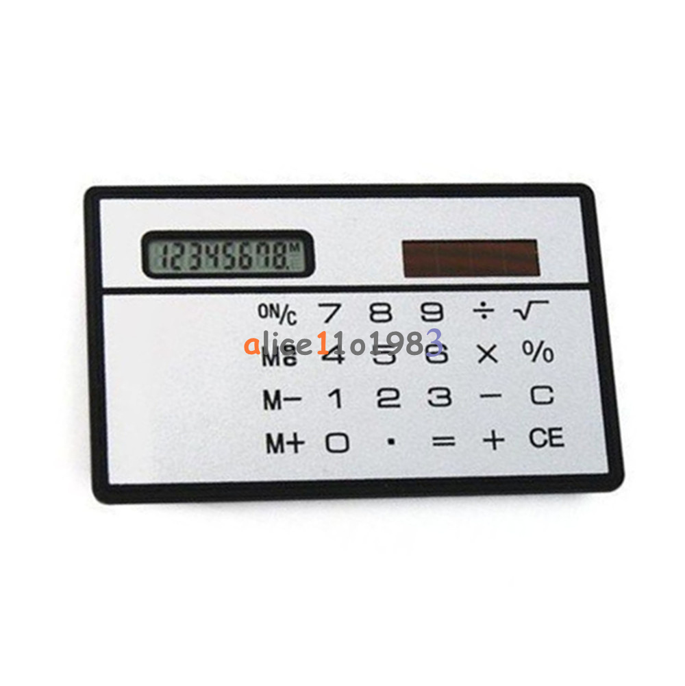 10pcs 8 Digits Ultra Thin Mini Slim Credit Card Solar Power Pocket Calculator W