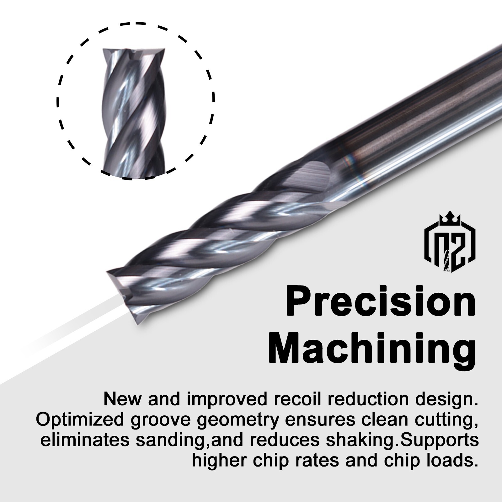 5PCS 4-Flute 1/4″ x 3/4″ x 2-1/2″ Solid Carbide End Mills – AlTiN Coated CNC Bit