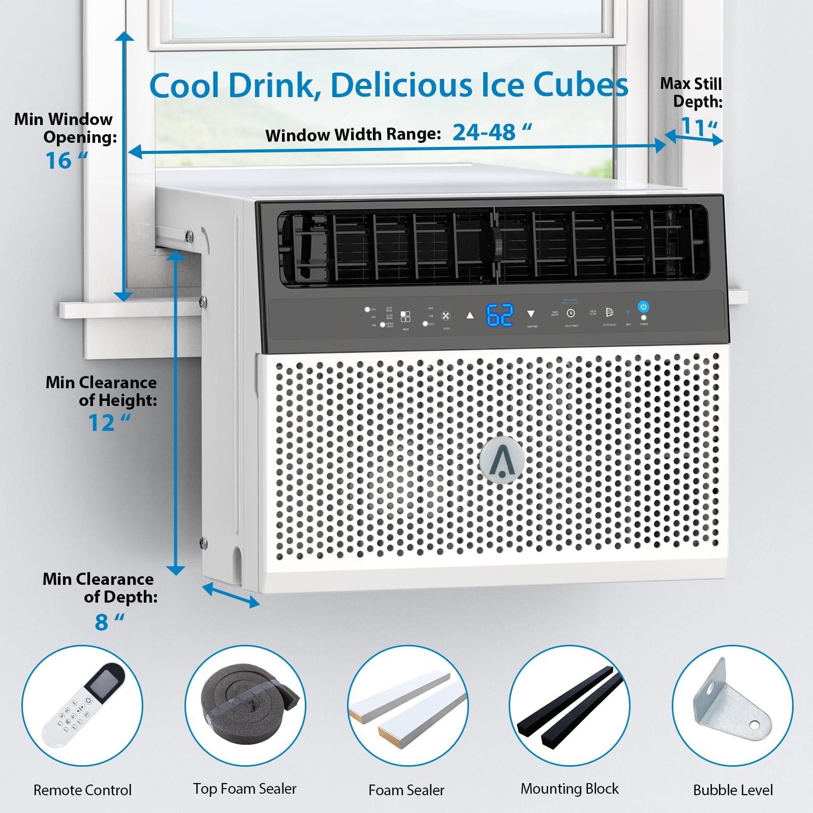 Garvee 6000BTU U-Shaped Window Air Conditioner Quiet Energy Efficient Remote