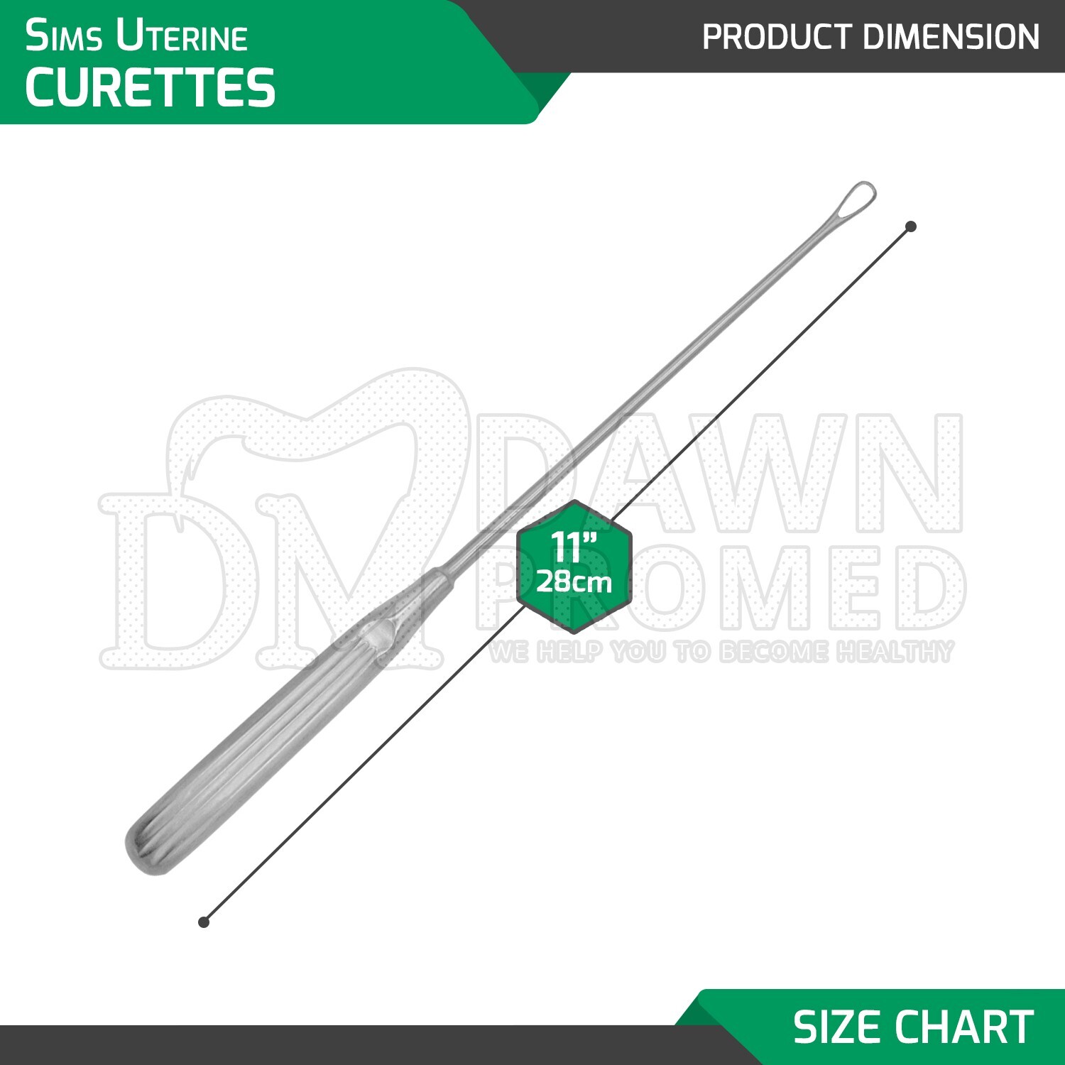 Sims Uterine Curettes 6 Pcs Set Sharp Blade 0,1,2,3,4,5 11″ OB/GYN Inst German G