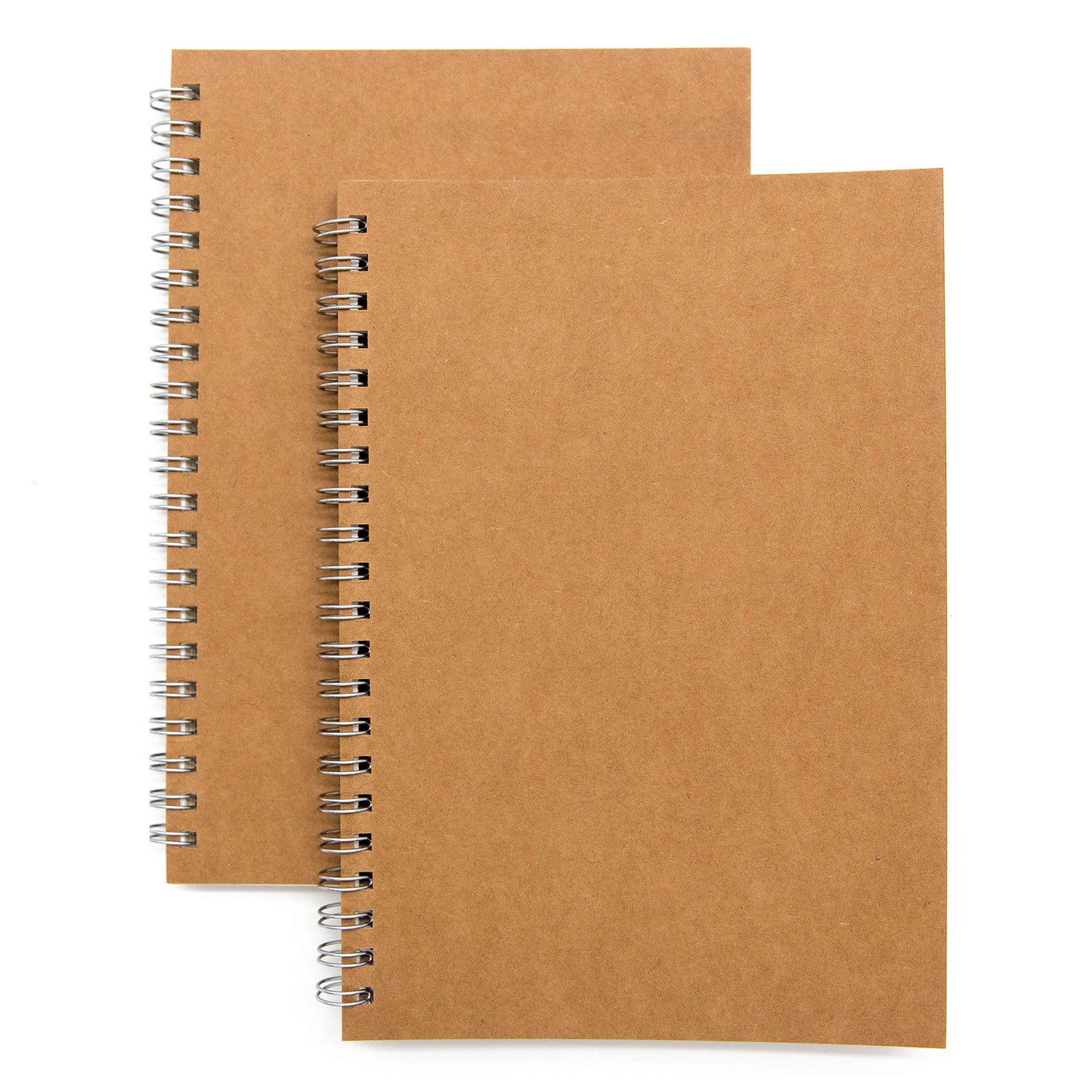 Soft Cover Spiral Notebook Journal 2-Pack, Blank Sketch Book Pack of 2, Brown