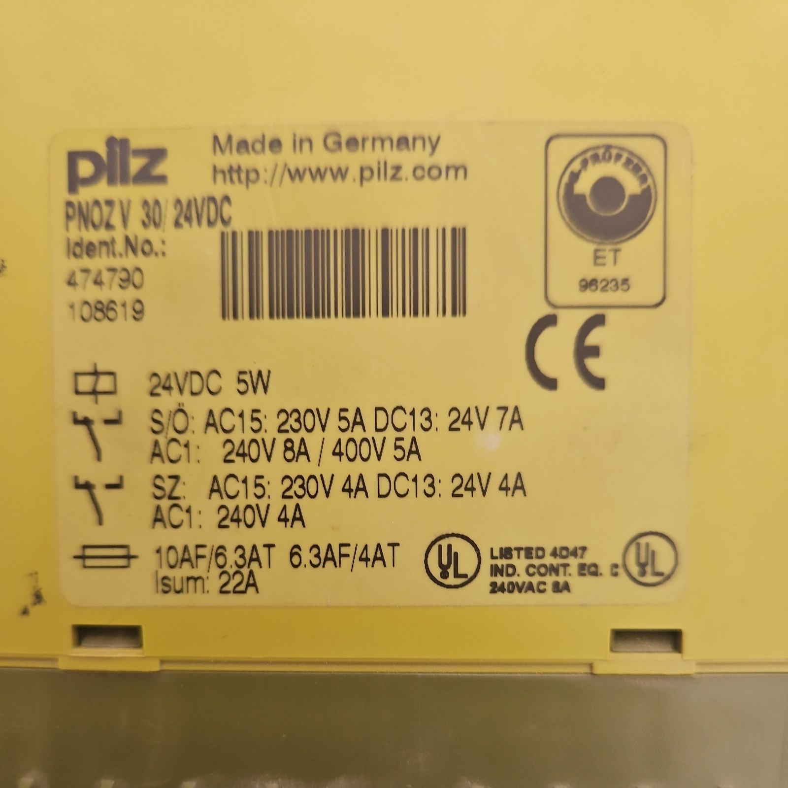 Pilz PNOZ V30 Safety Relay 24VDC 474790