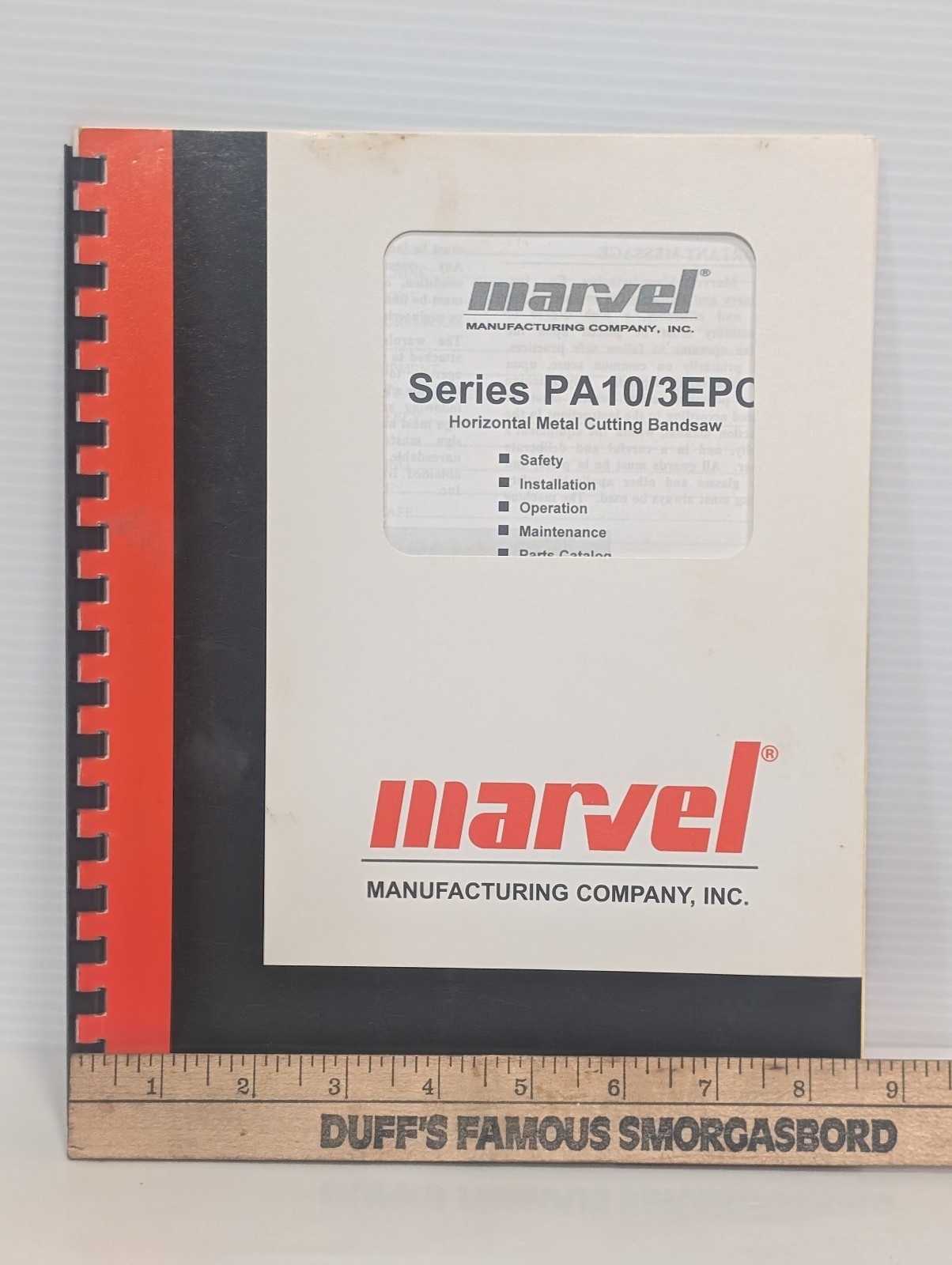 Marvel Manufacturing Series PA10/3EPC Horizontal Metal Cutting Bandsaw Manual