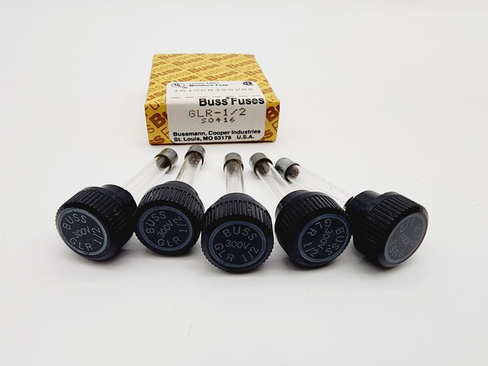 Bussmann GLR-1/2 Fast Acting Non-Rejecting Miniature Fuse 1/2A 300V – Lot of 5
