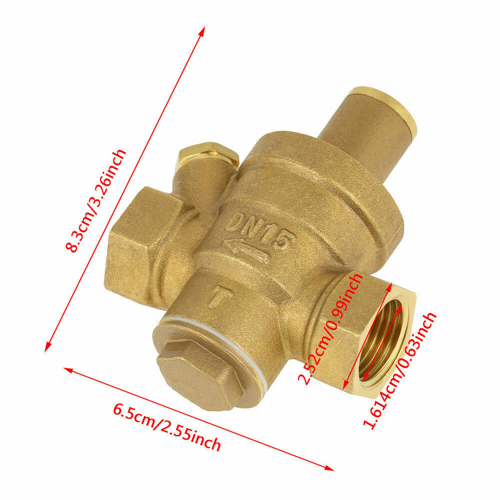 Water Pressure Regulator DN15(1/2″) 15mm Adjustable Brass Reducing Valve-