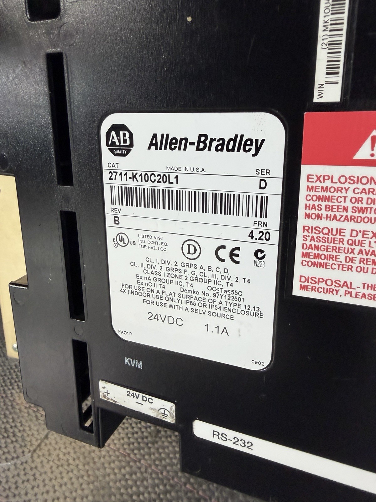 ALLEN BRADLEY PanelView 1000 2711-K10C20L1 / 2711K10C20L1 Guaranteed *ShipsFast*