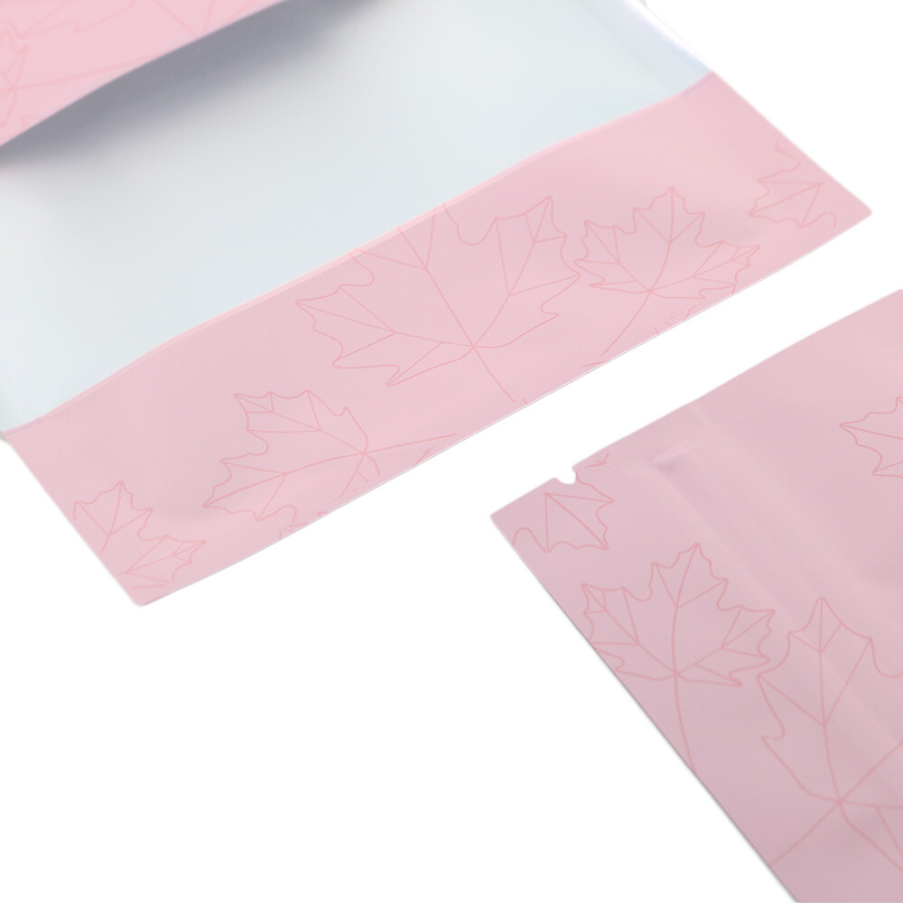 Pink Maple Leaves Aluminum Flat QuickQlick™ Bags 10 x 15 cm – Multi Quantity