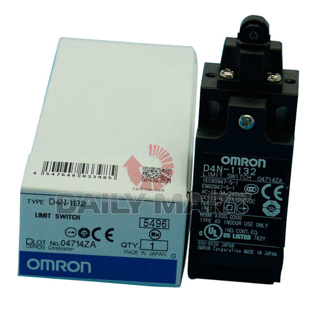 Omron Limit Switch D4N-1132 Top Roller Plunger Screw 70°C 100Mohm Brand New