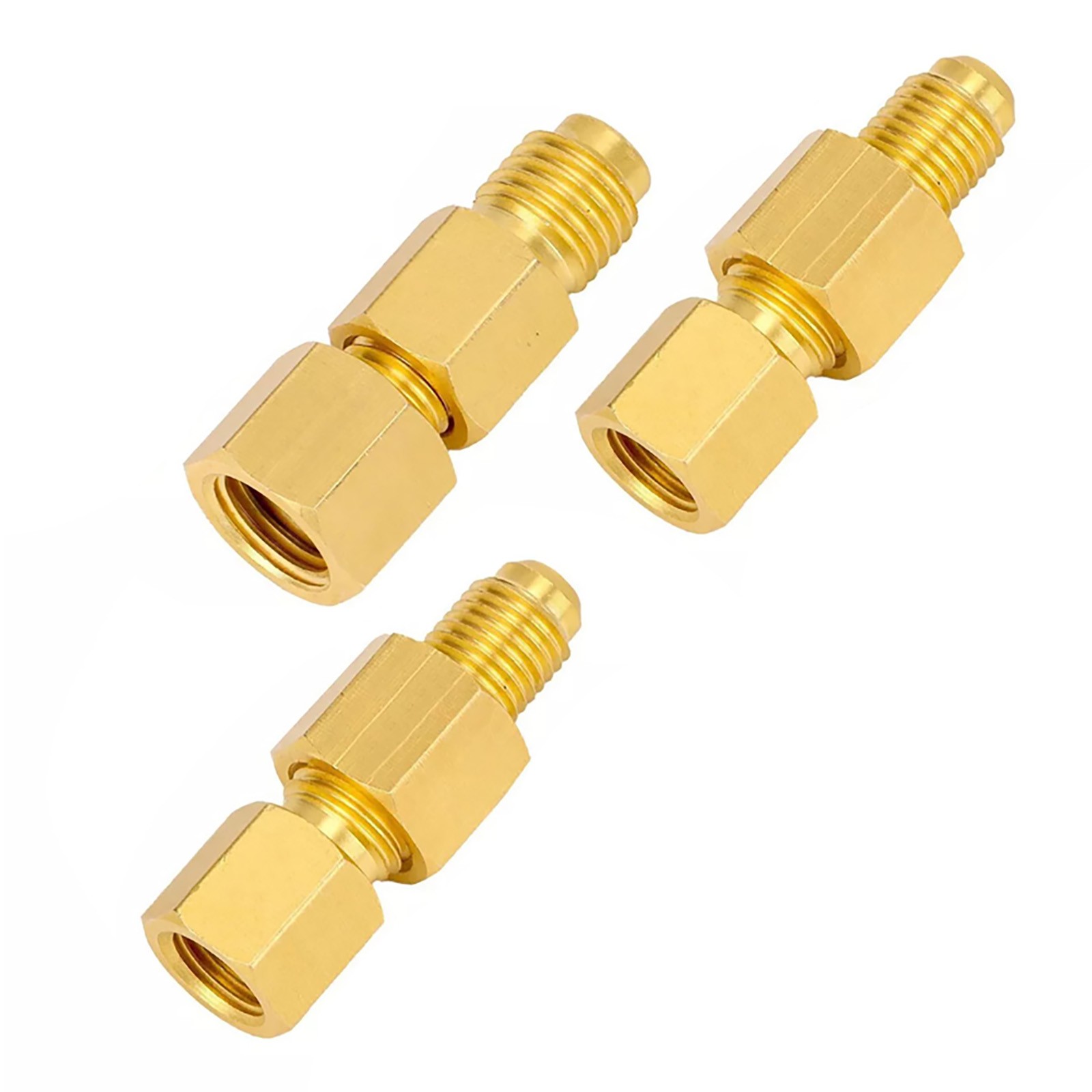 Brass Refrigerant Adapters Kit for R12 R134a Systems Vacuum Pump Port Connection