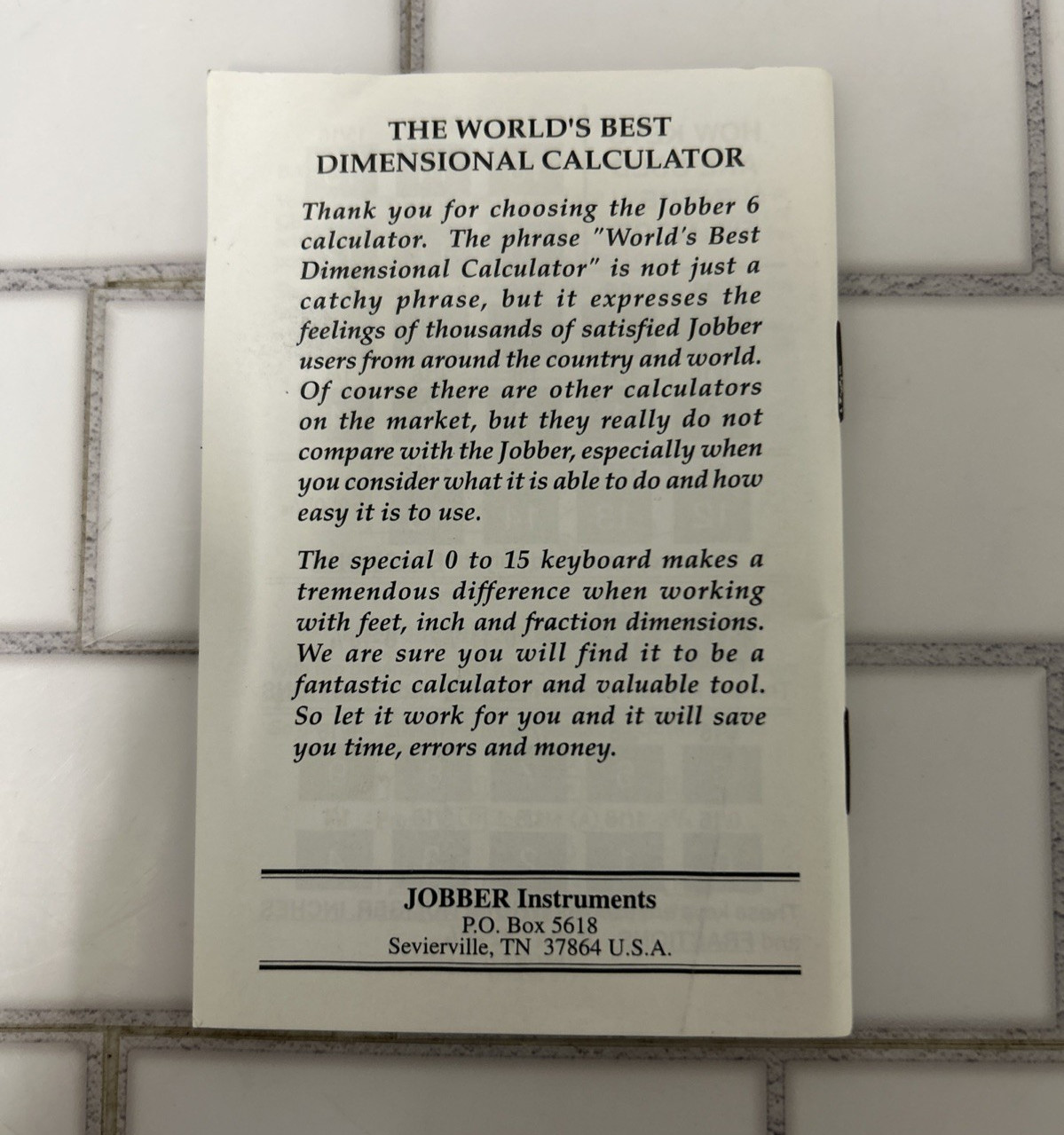 THE ULTIMATE BUILDER’S CONSTRUCTION CALCULATOR JOBBER “6” *TESTED *W/BOX