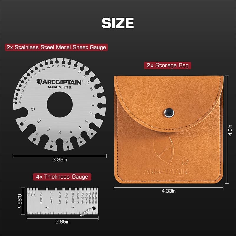 ARCCAPTAIN Standard Dual-Sided Round Thickness Metal Gauge Measuring Tool