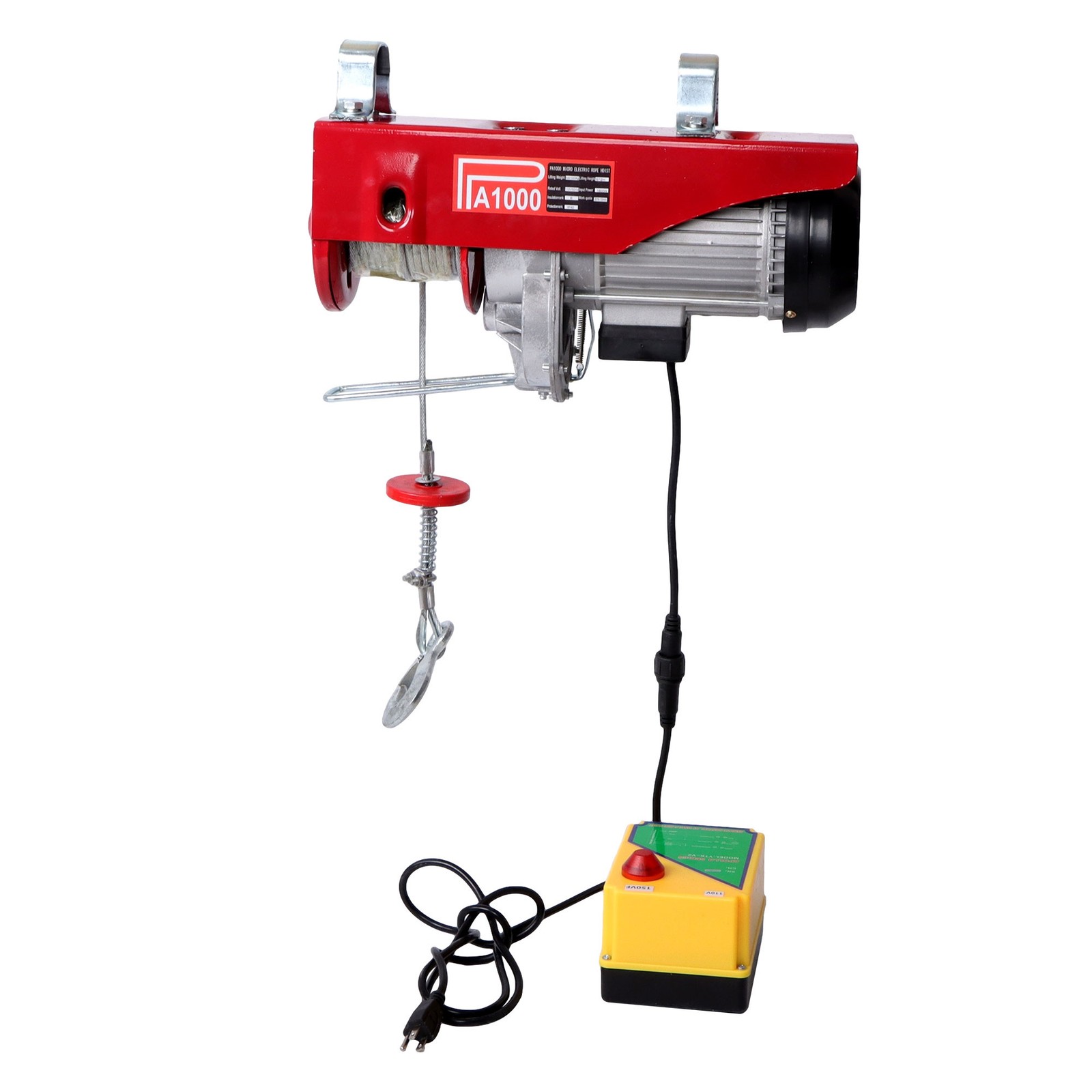 2200LBS 1600W Electric Steel Wire Winch with Wireless Remote Control 328ft/100m