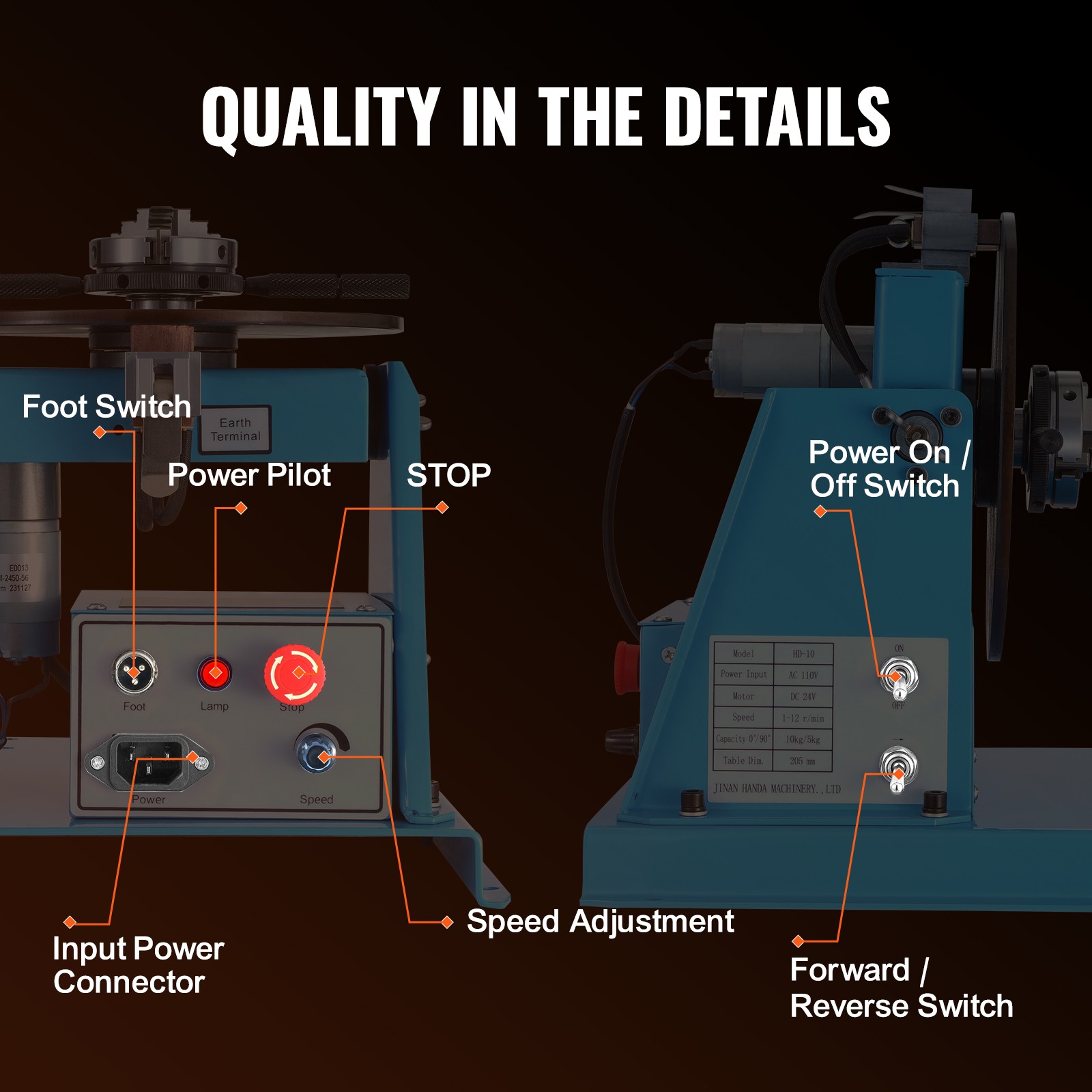 VEVOR 10KG Rotary Welding Positioner 0-90° Positioning Turntable Table 1-12RPM