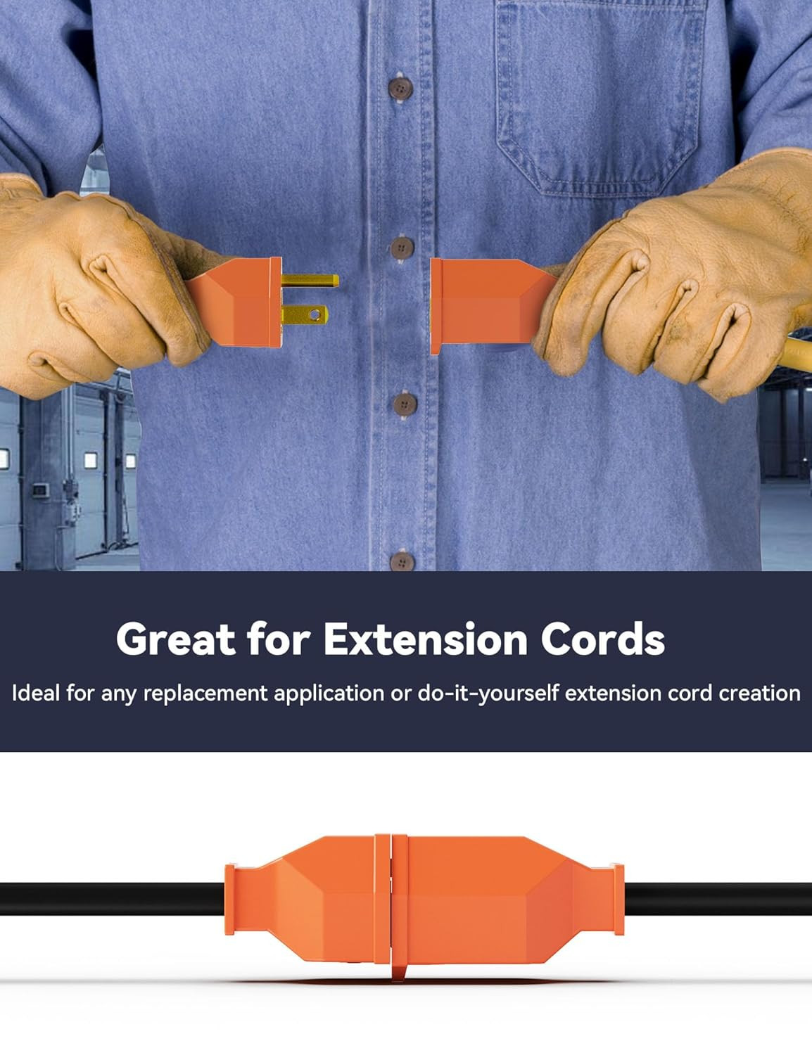Extension Cord Ends – Male and Female Replacement Plug and Connector Set