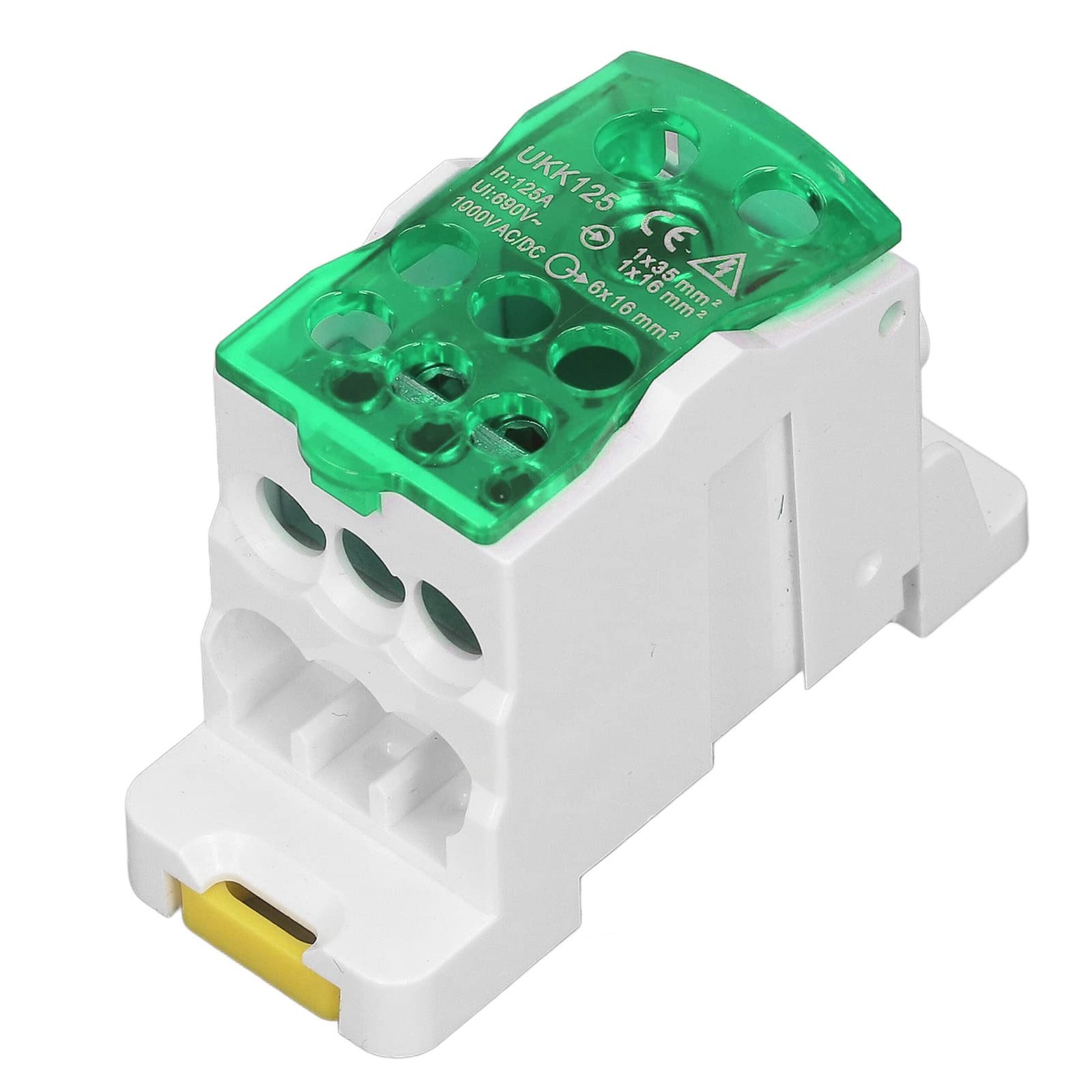 Ukk125 Din Rail Distribution Box Rise Card Slot C45 690V 125A Green Box