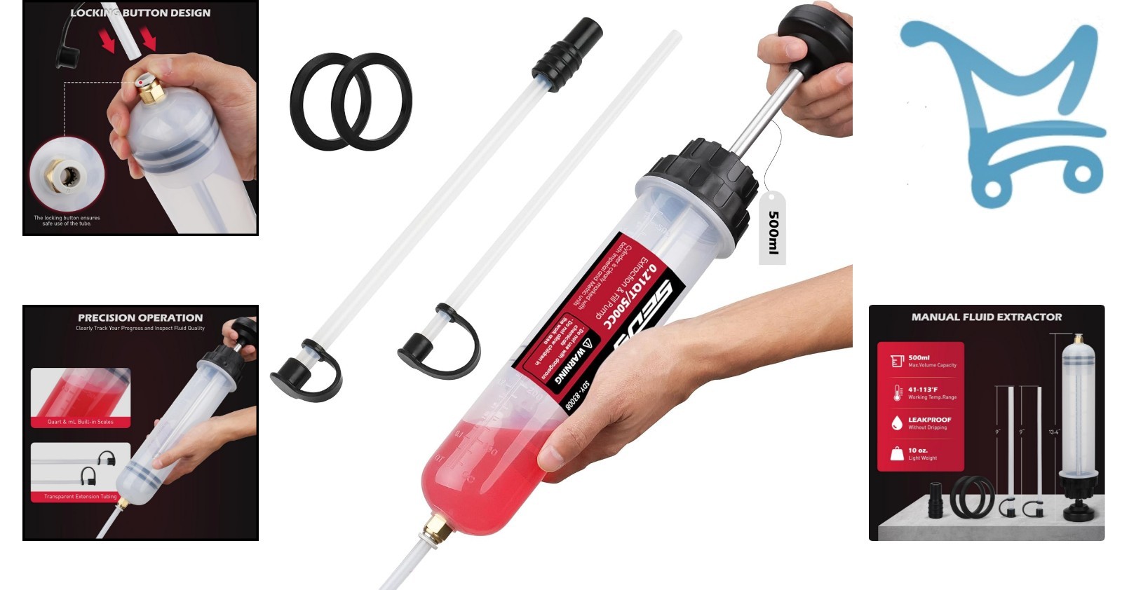 500CC Oil Syringe Fluid Extractor Pump Multi-Purpose Automotive Marine Tool