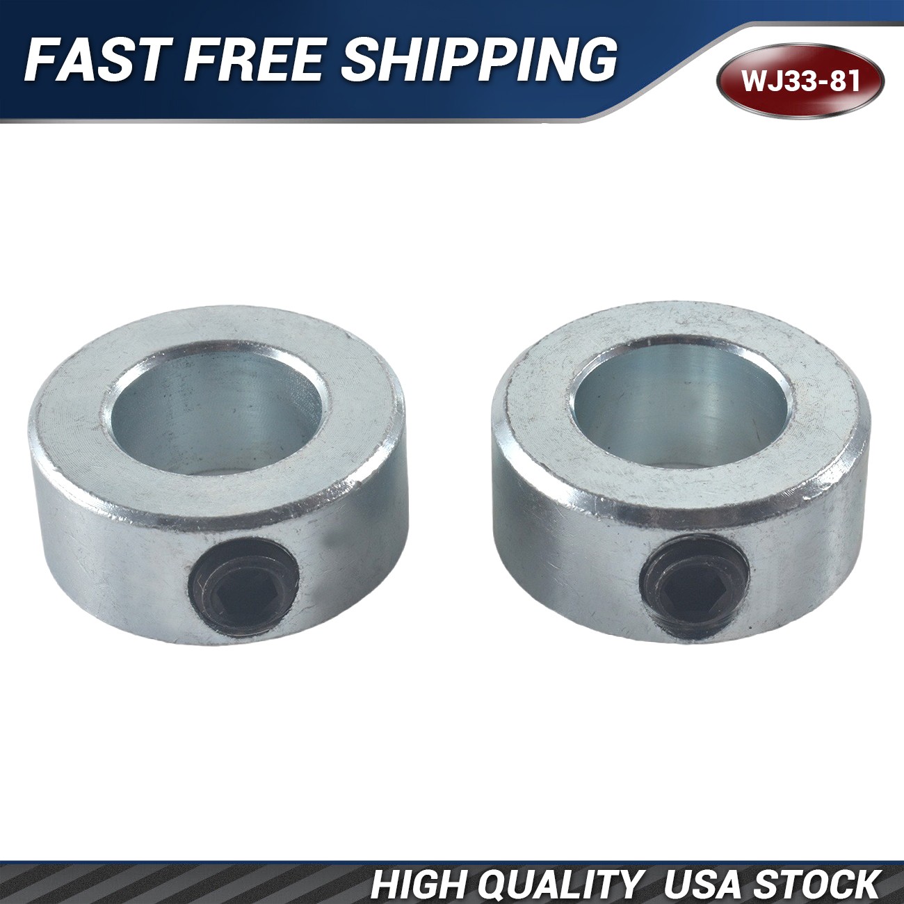 2PK 5/8″ Bore Solid Steel Zinc Plated Shaft Collars Set Screw Style